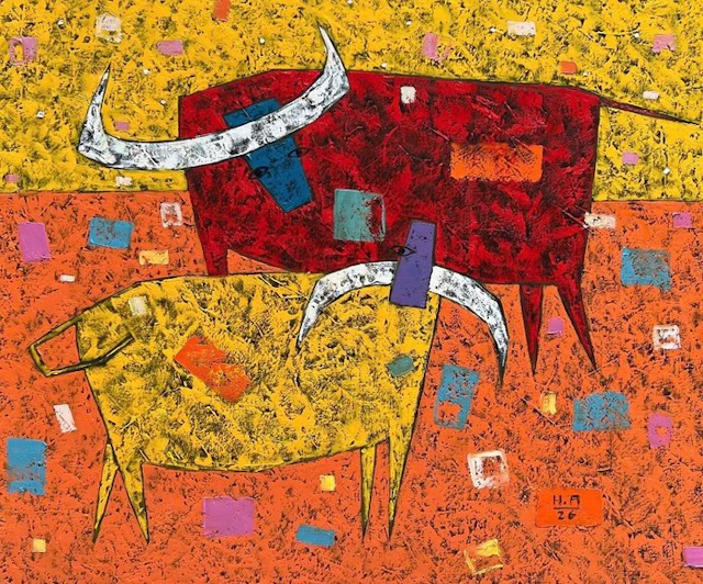Hoang Anh - Le Dialogue des Cornes ↑100 →120 cm ✦ Livraison gratuite ✓