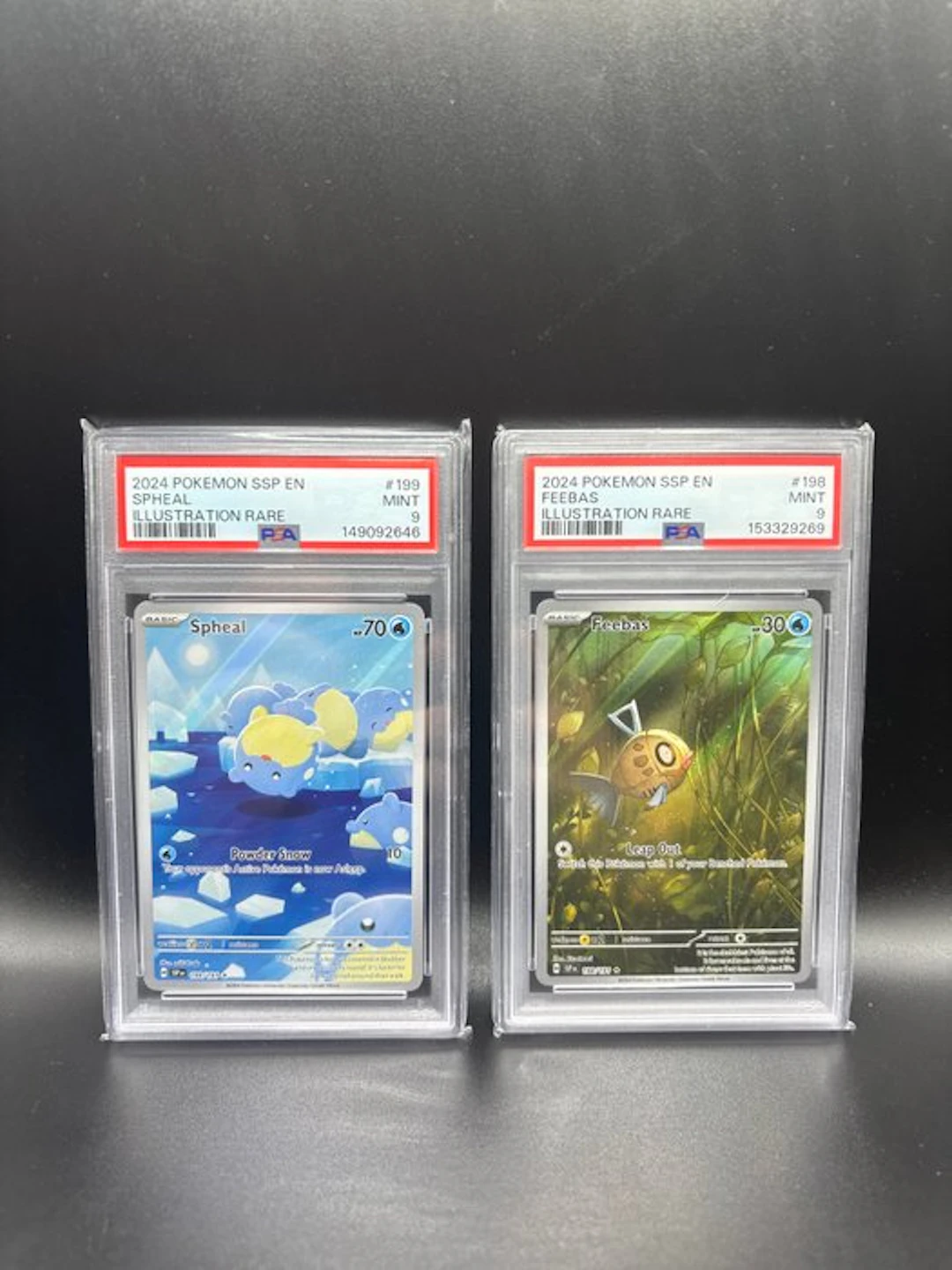 Pokémon - 2 Graded card - Spheal & Feebas Surging Sparks - PSA 9