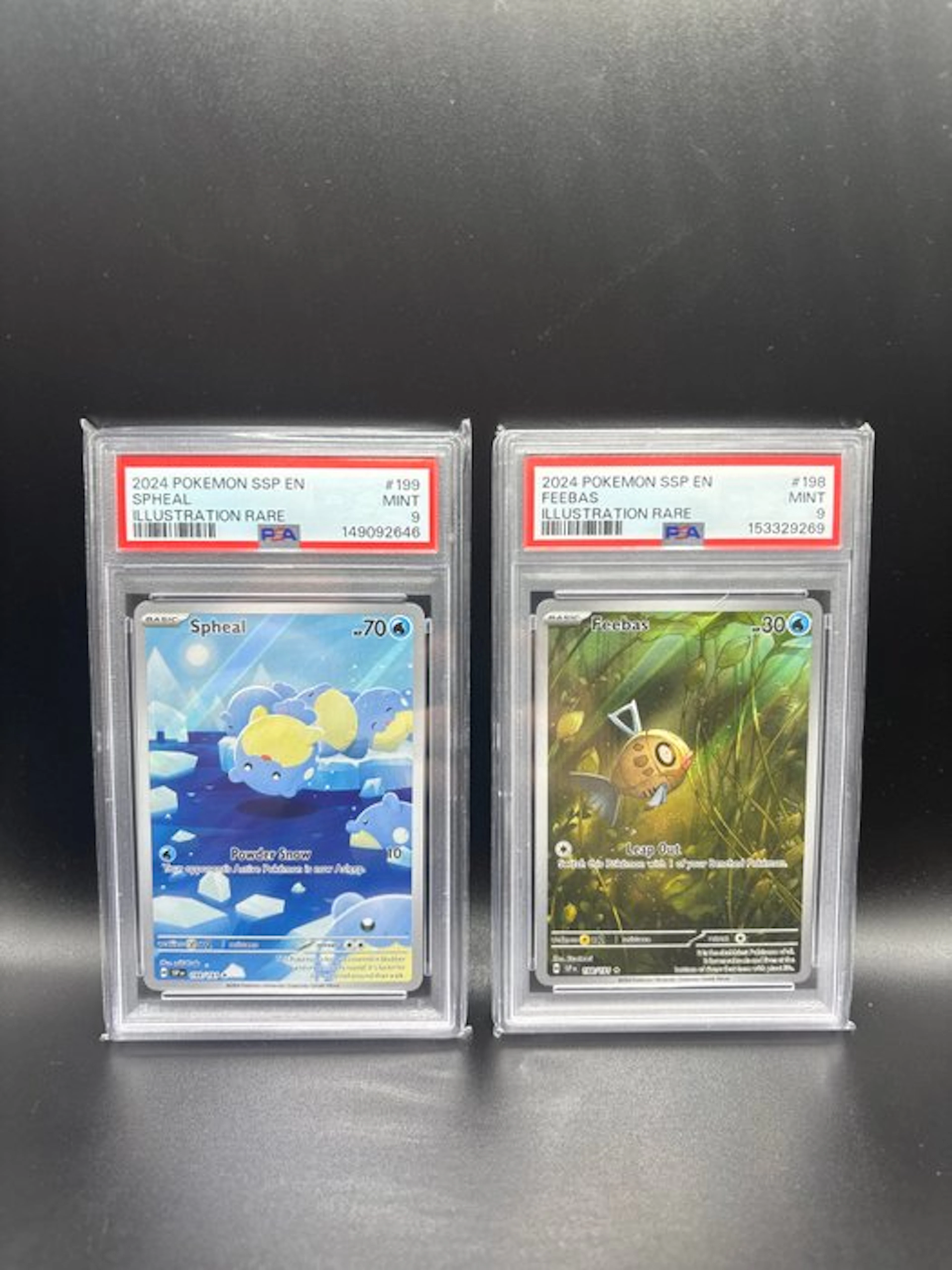 Pokémon - 2 Graded card - Spheal & Feebas Surging Sparks - PSA 9