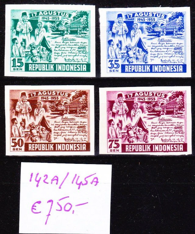 Indonesia 1955 - Toothless tests, scarce - Zonnebloem 142a/145a