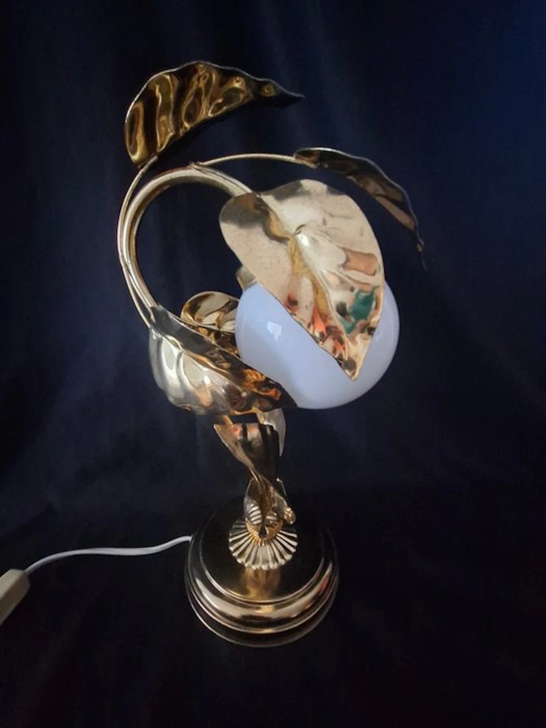 Table lamp - Gilt brass - Flower lamp