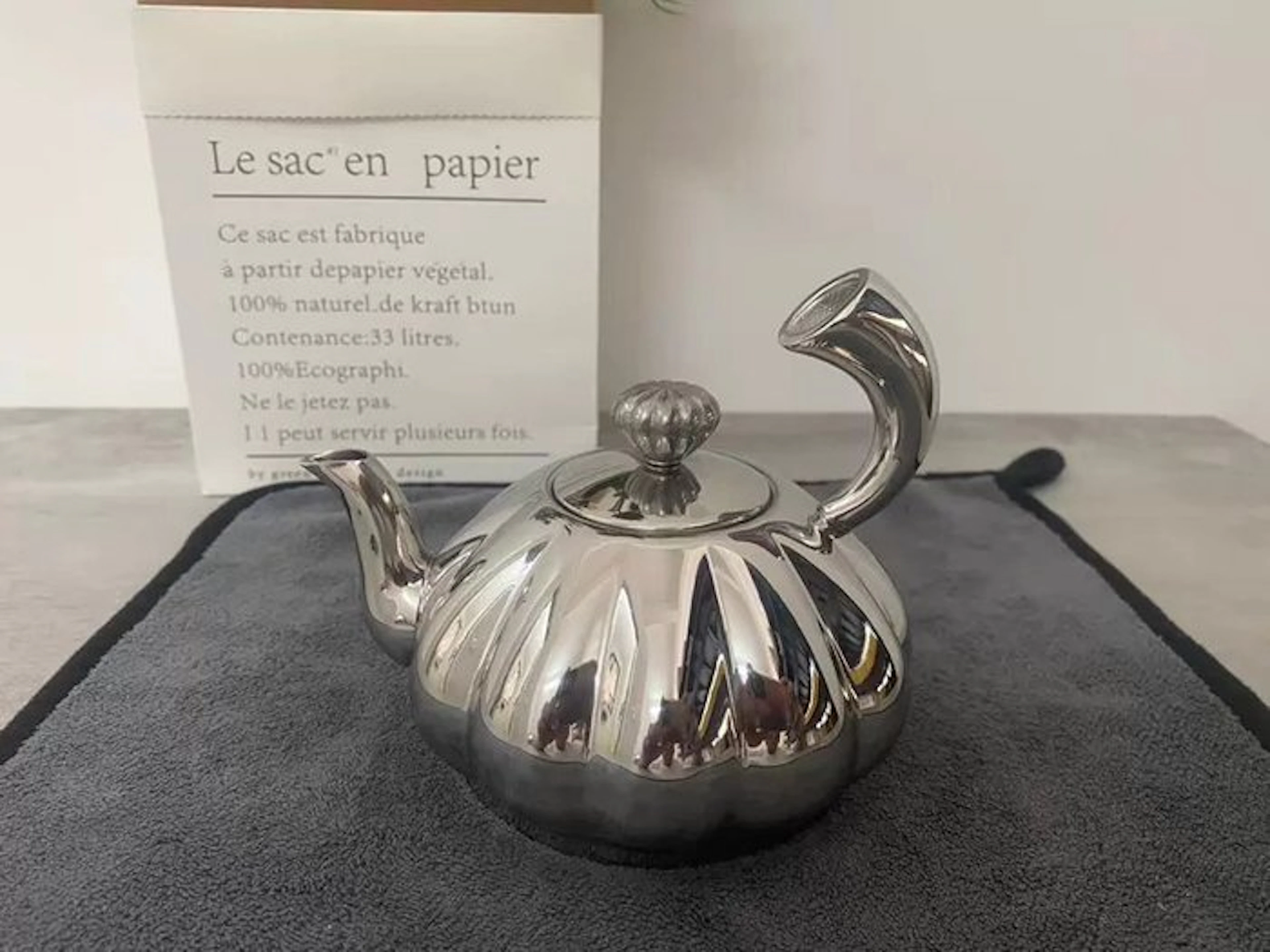 Mirror Fluted Pumpkin Stainless Steel Teapot - Jug - Metal, Steel
