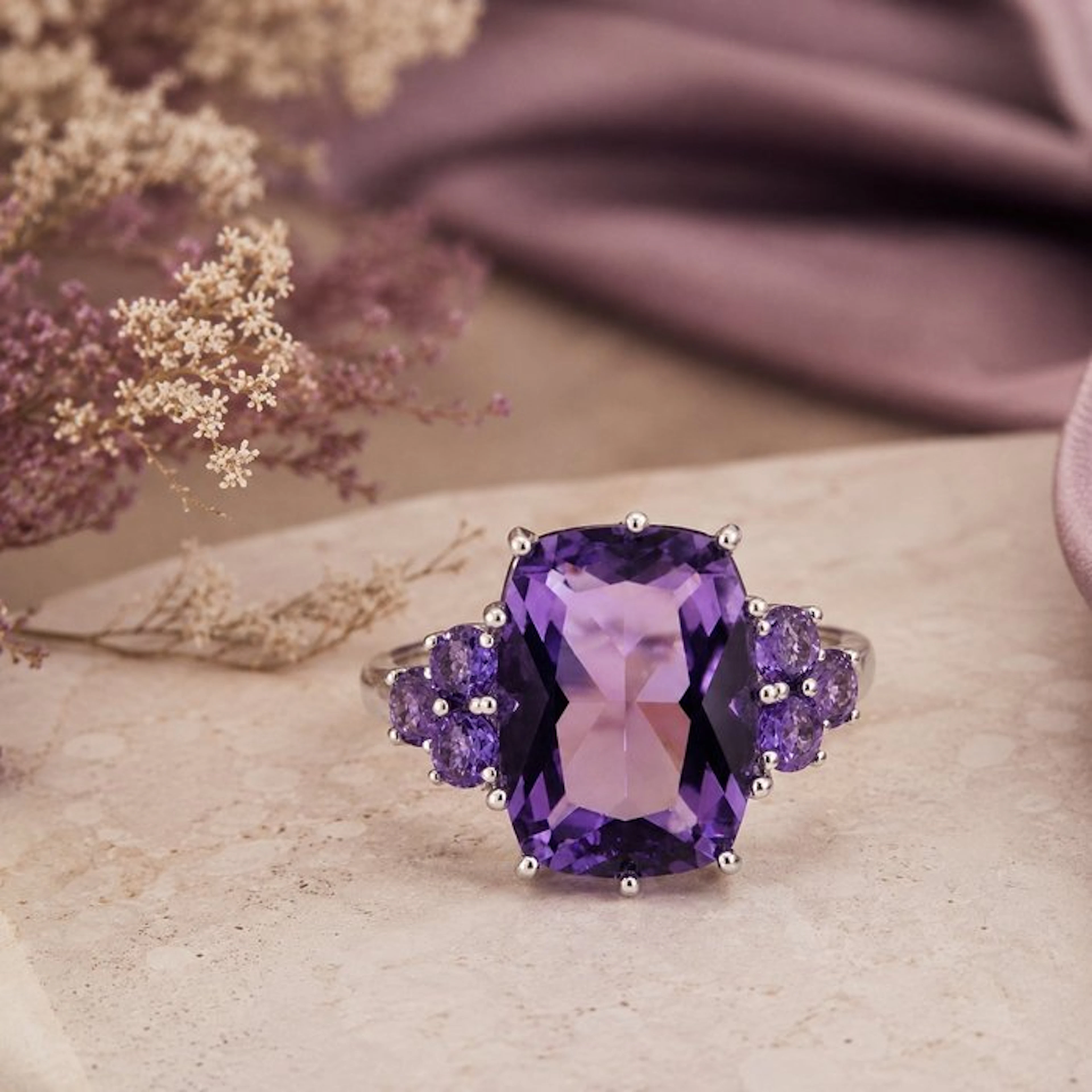 No reserve price - Ring Gold-plated Amethyst - 18kt Gold Plated