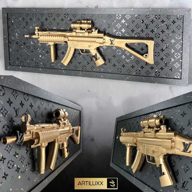 Artiluxx - Louis Vuitton Chrome gold machine gun art