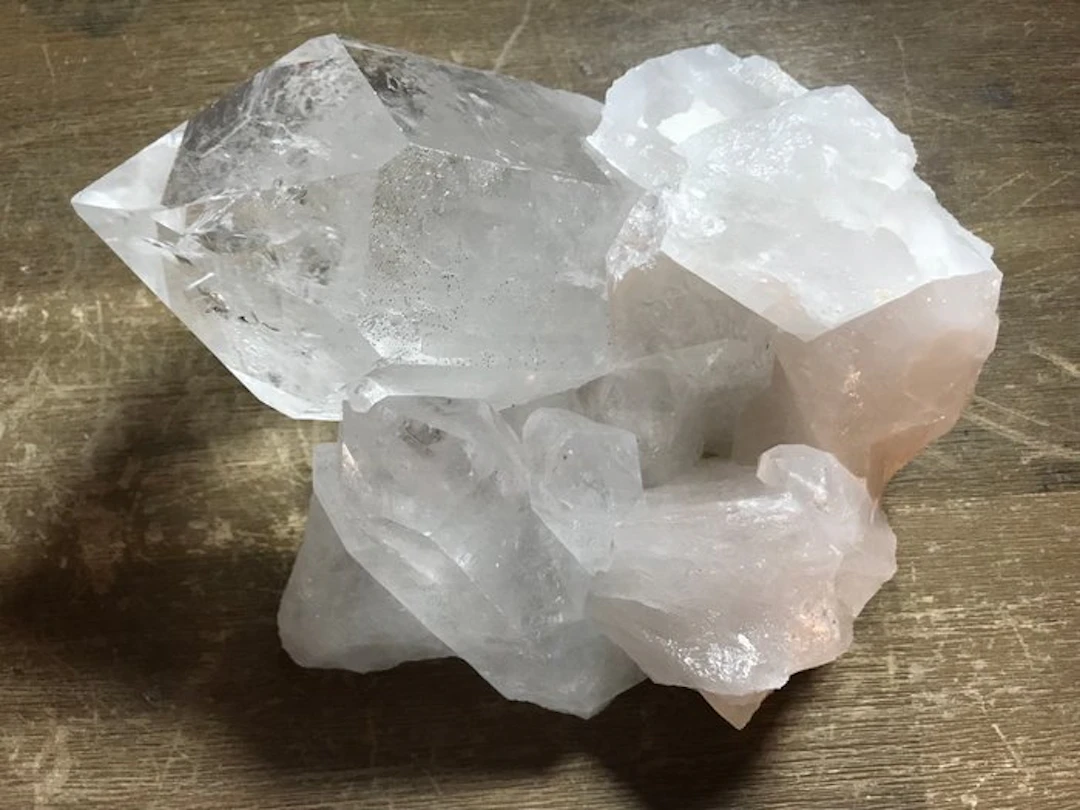 Rock crystal Crystal cluster - Height: 21 cm - Width: 18 cm- 4 kg - (1)