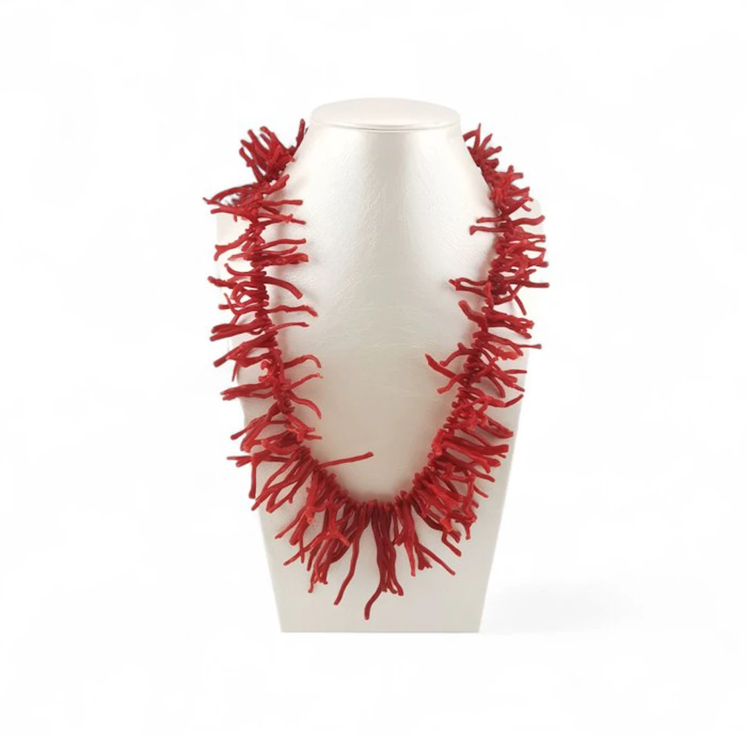 Coral - Silver - Necklace - artisanal craftsmanship