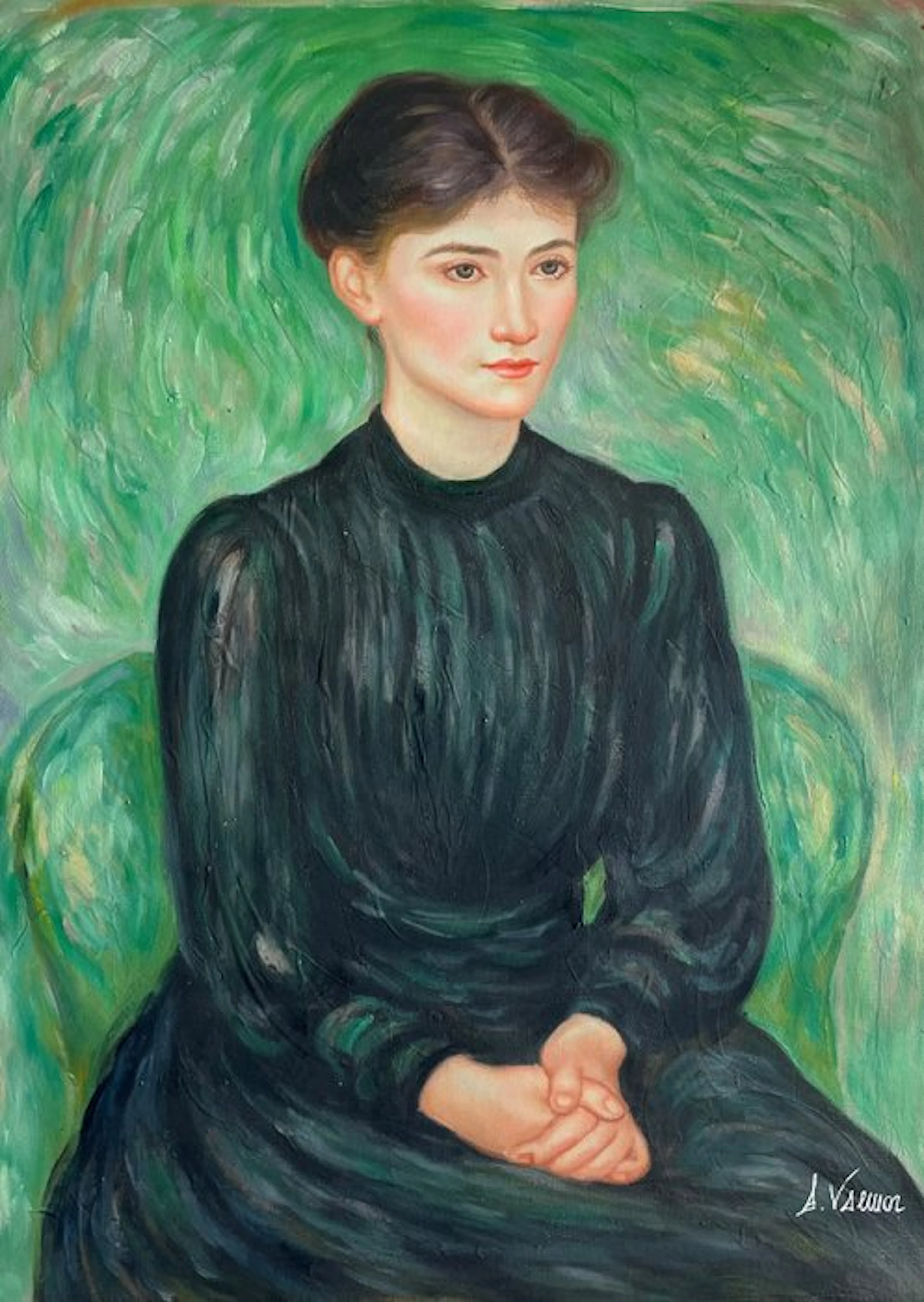 Andrea Valmor (1958) - Ritratto in verde