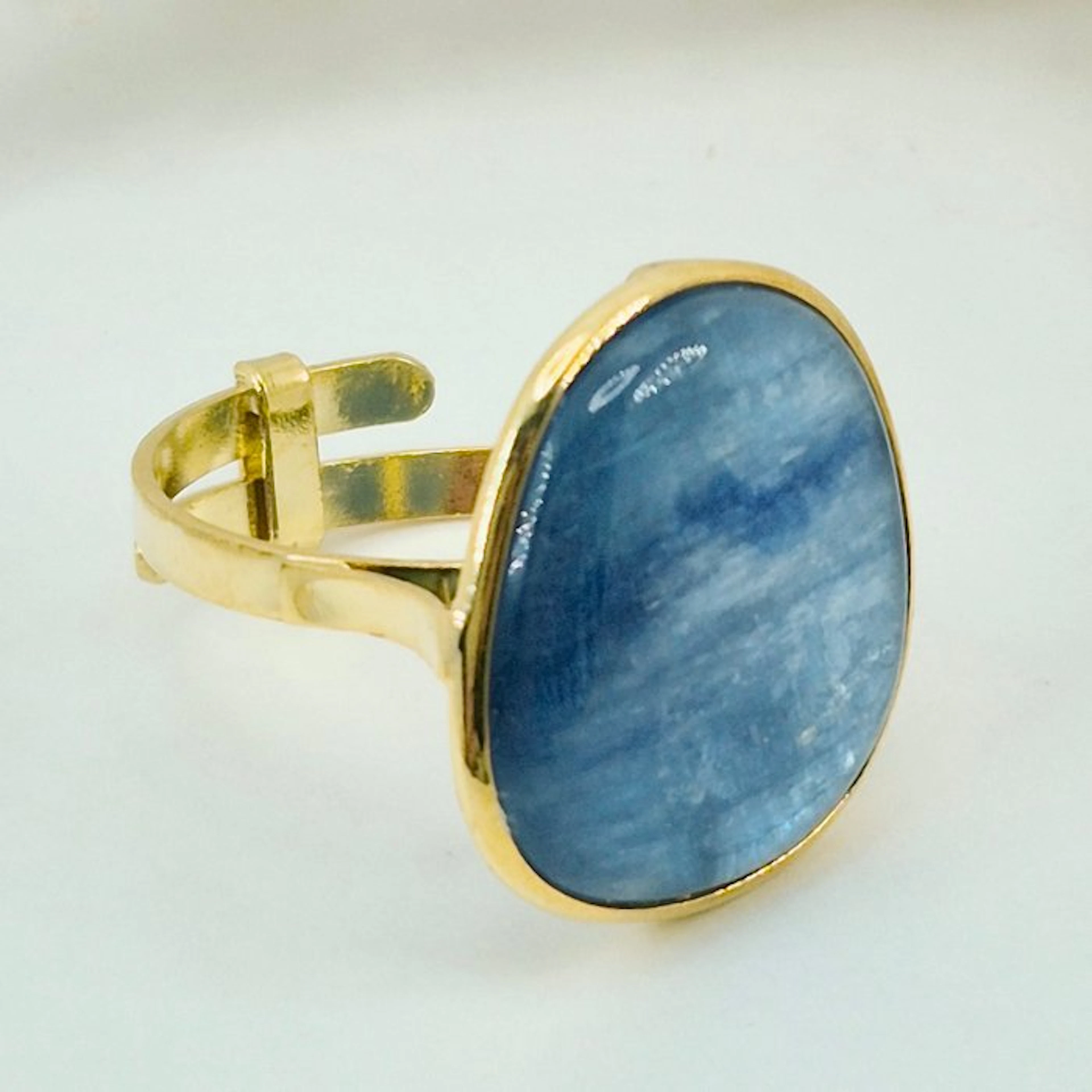 Silver, Gold-plated, No Reserve - Ring - NATURAL BLUE CYANITE