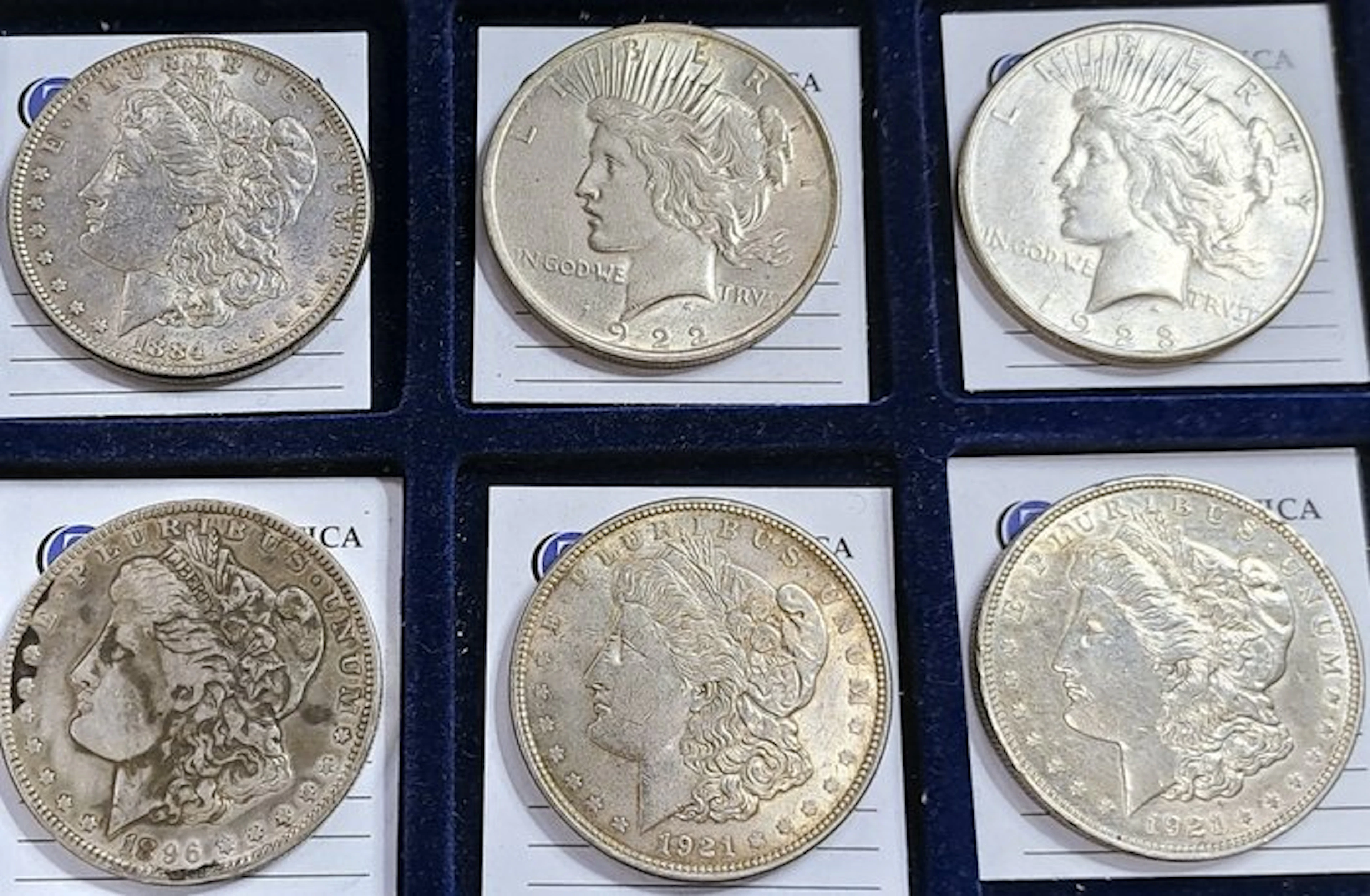 United States. 1 Dollar 1884/1923 (lotto di 6 monete in argento)