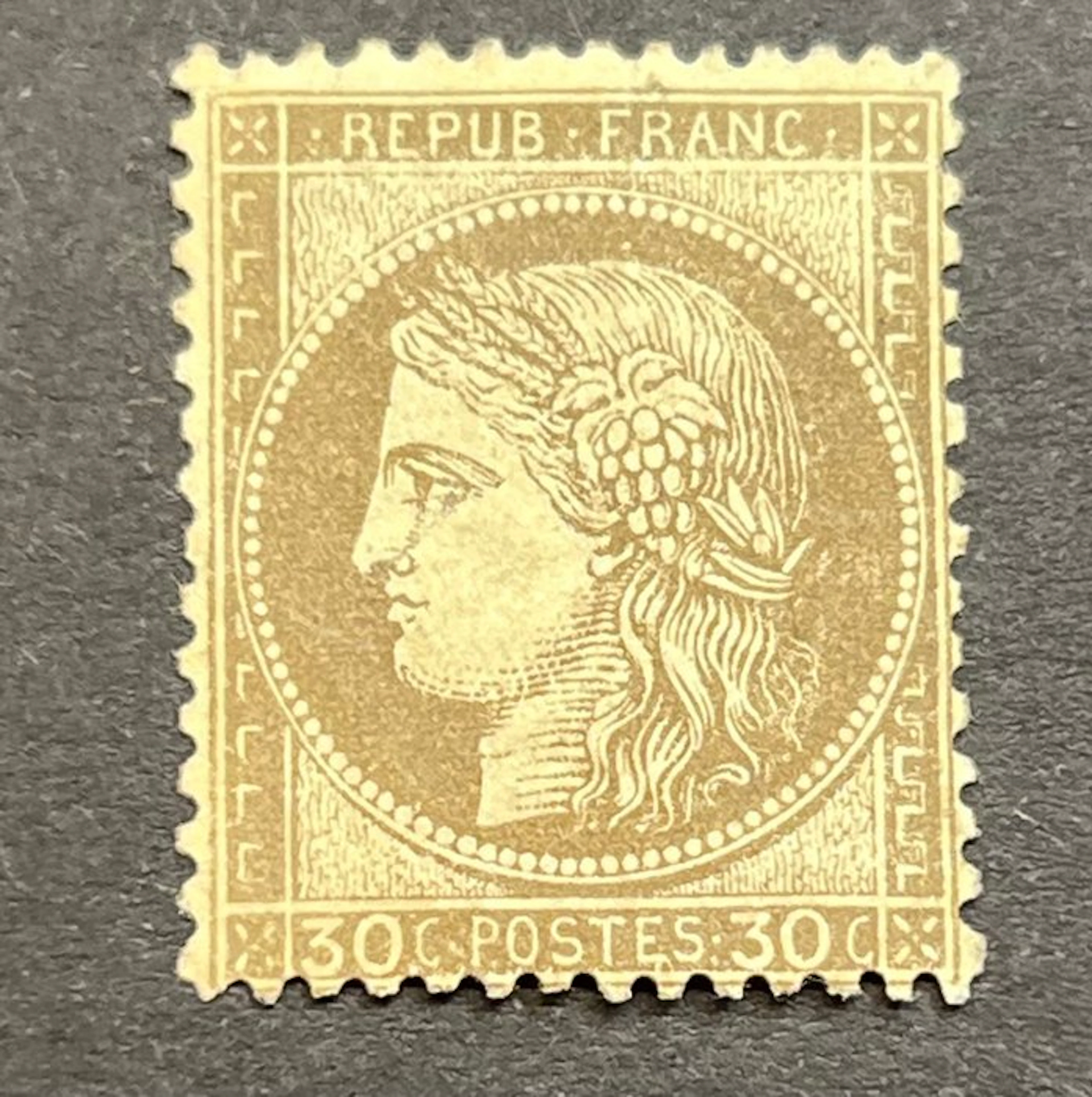 France 1872 - Classic France 30c brown Ceres dentellated, value €1100