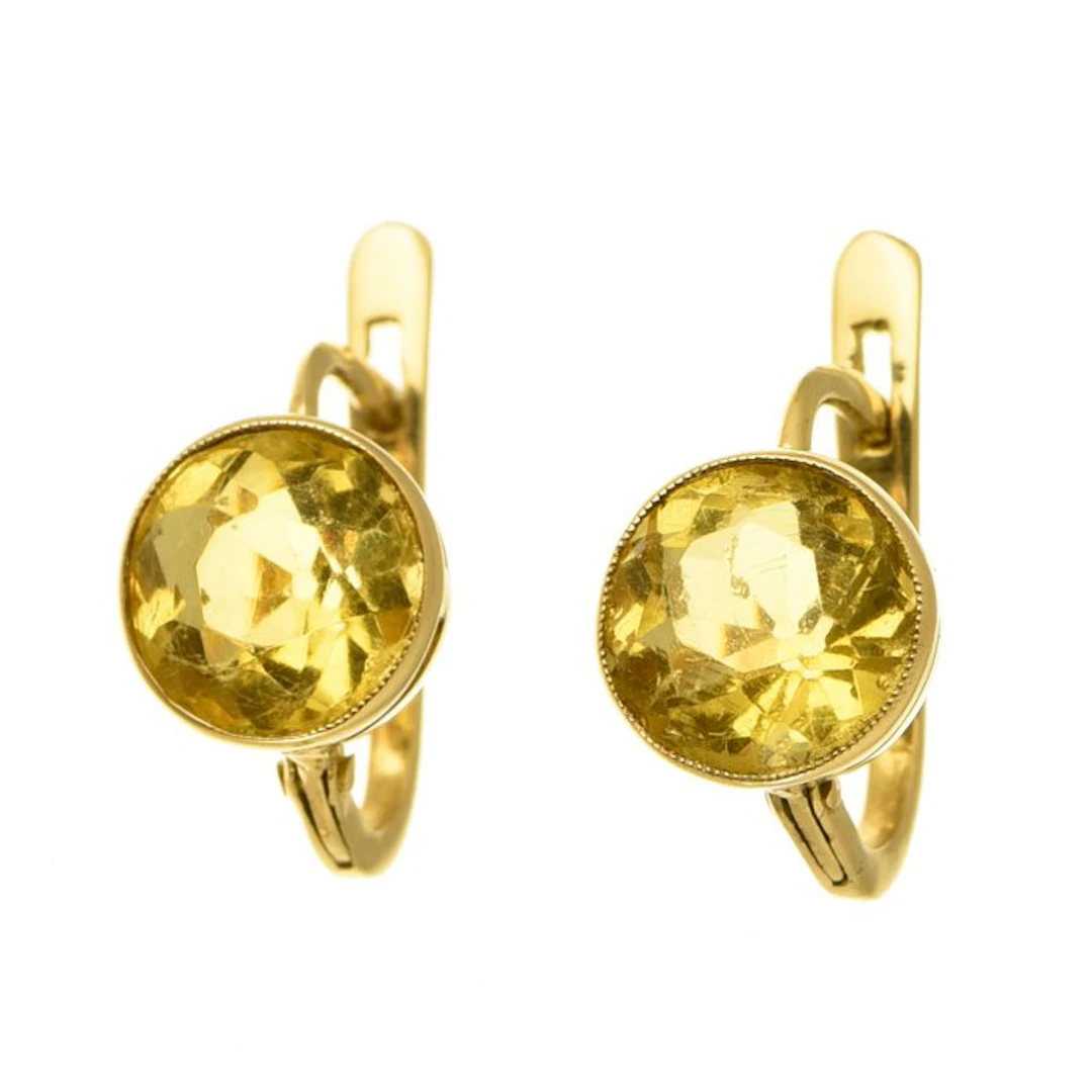 Earrings - 18 kt. Yellow gold Citrine
