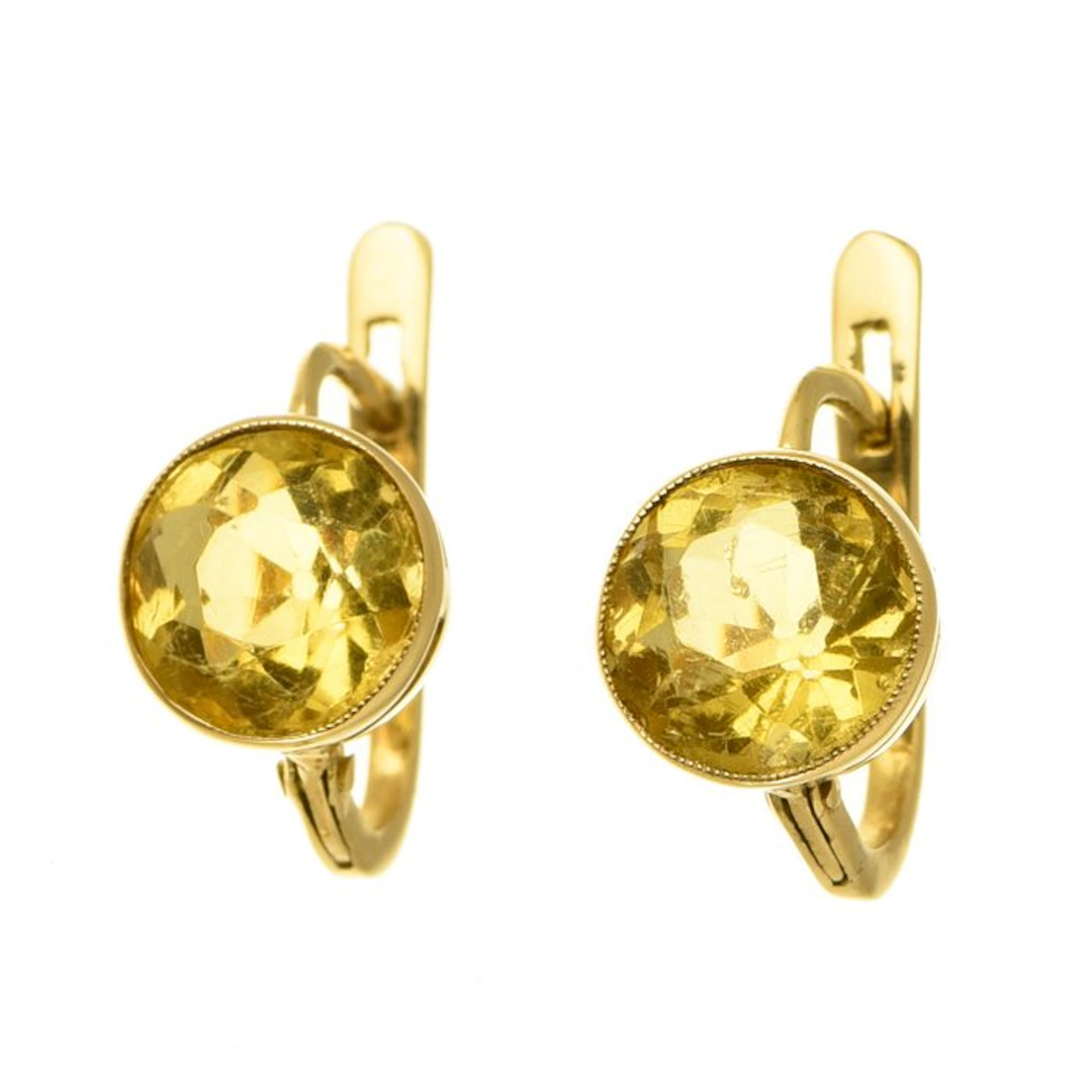 Earrings - 18 kt. Yellow gold Citrine