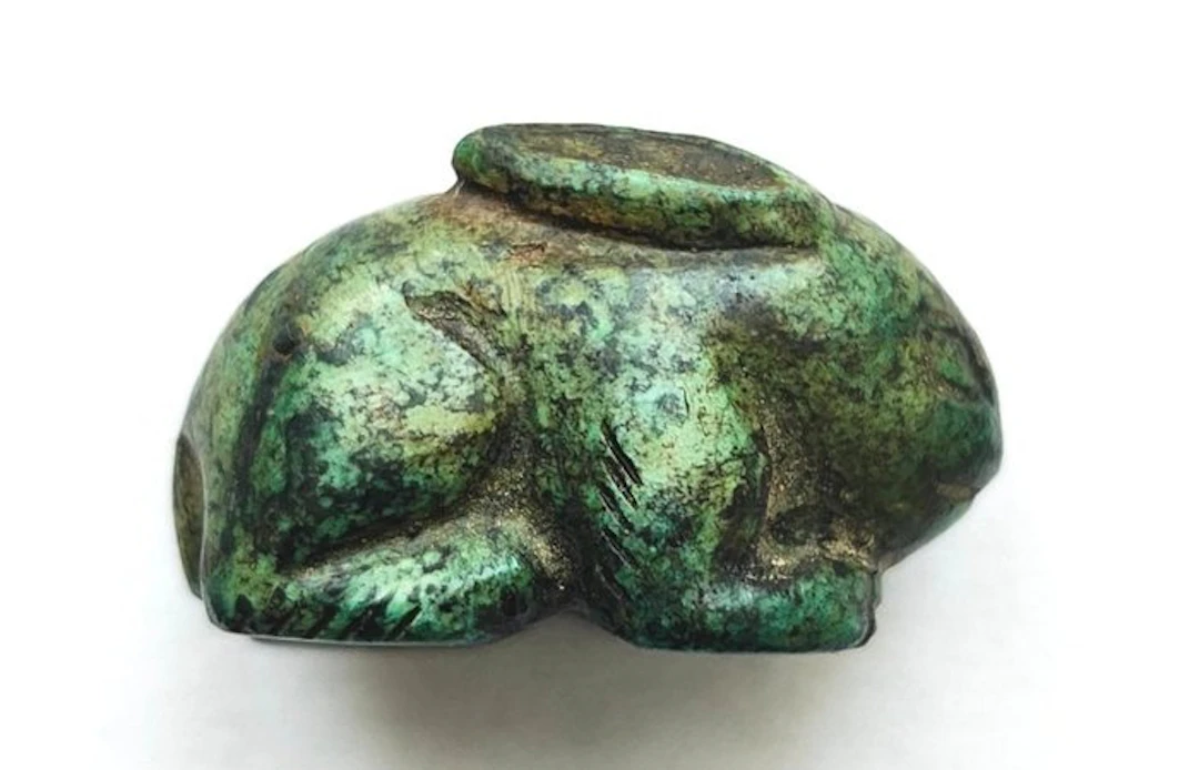 Ancient Chinese Turquoise XS Rabbit Bead Talisman - 16 mm
