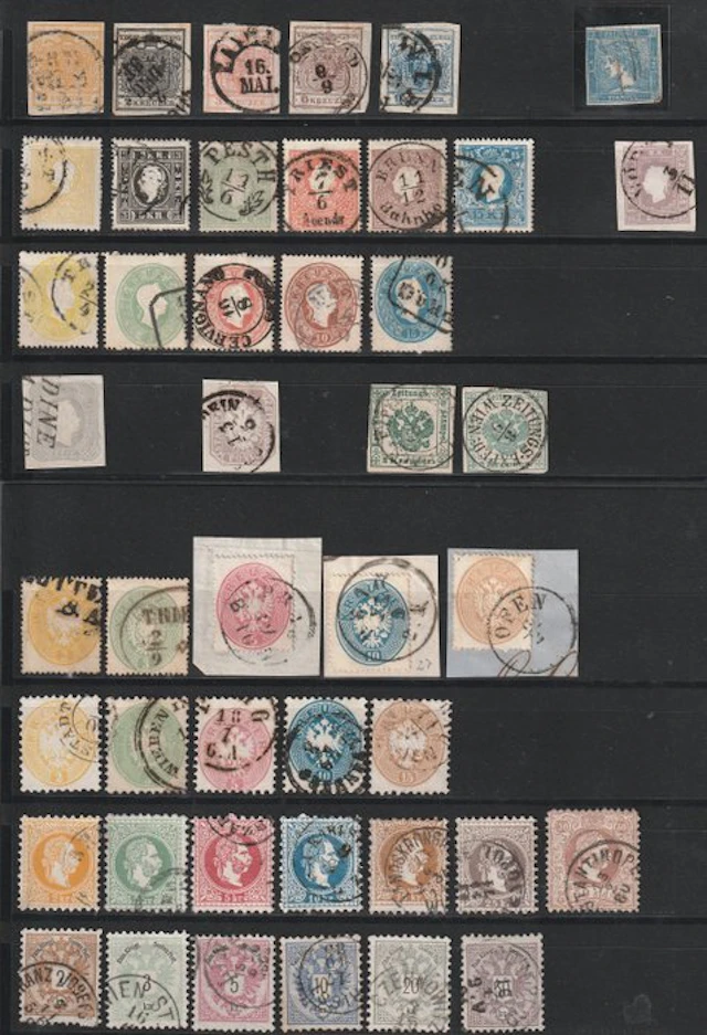 Austria 1850/1883 - Collection on two large mounting cards