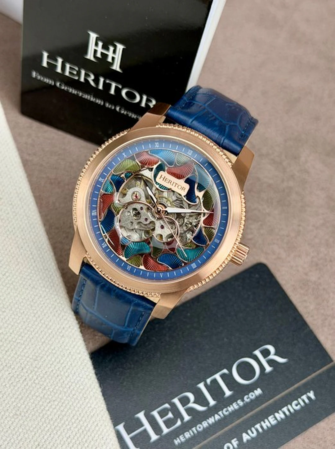 Heritor - Automatic Emmanuel Semi-Skeleton - Gold/Blue...