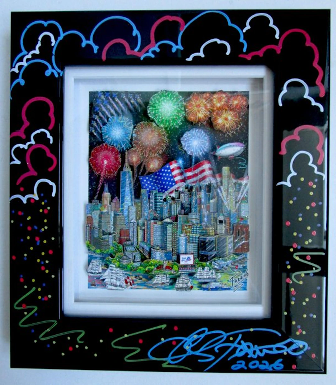 Charles Fazzino (1955) - 3D Sail 4Th 250 - handsigniert + Zeichnung / Unikat -