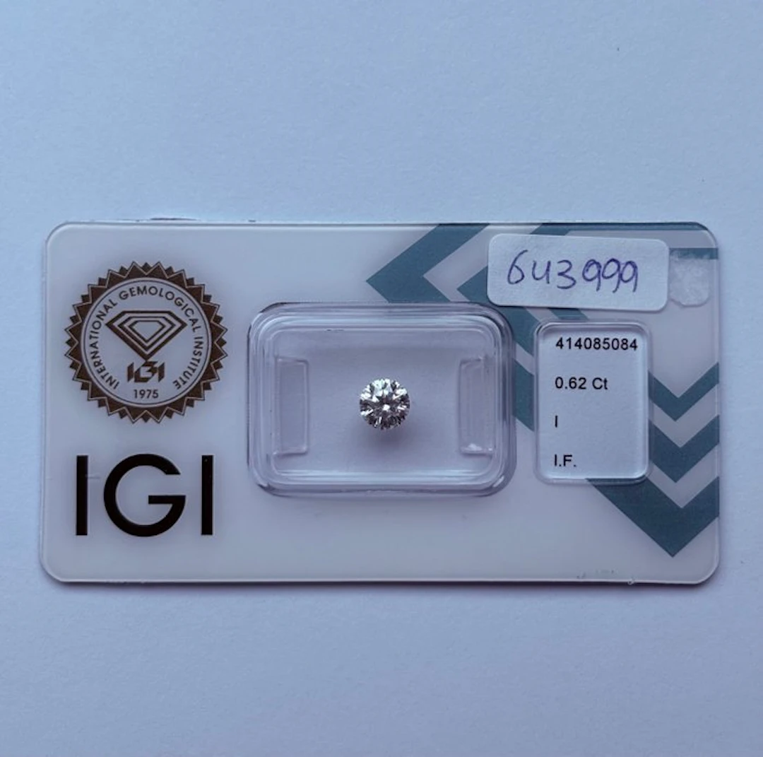 1 pcs Diamond (Natural) - 0.62 ct - Round - I - IF...