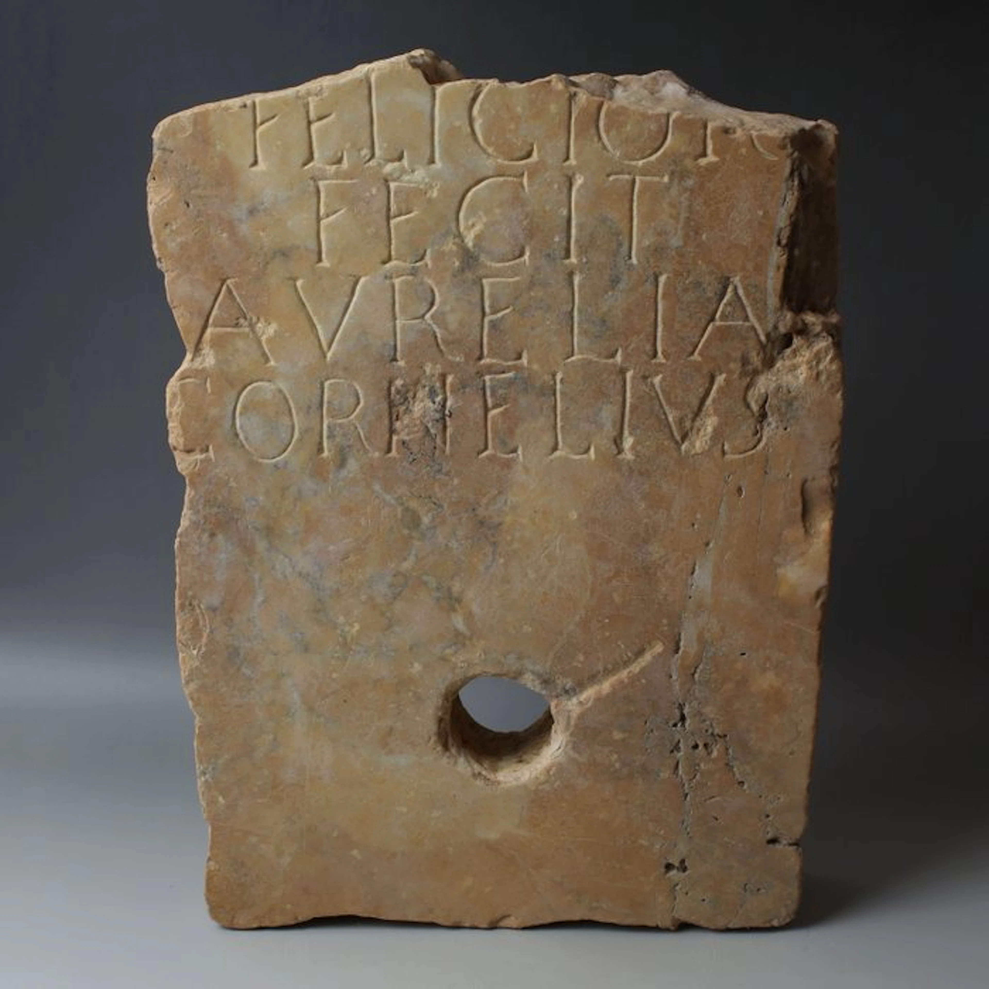 Ancient Roman Marble Funerary slab with inscription - 33.5 cm