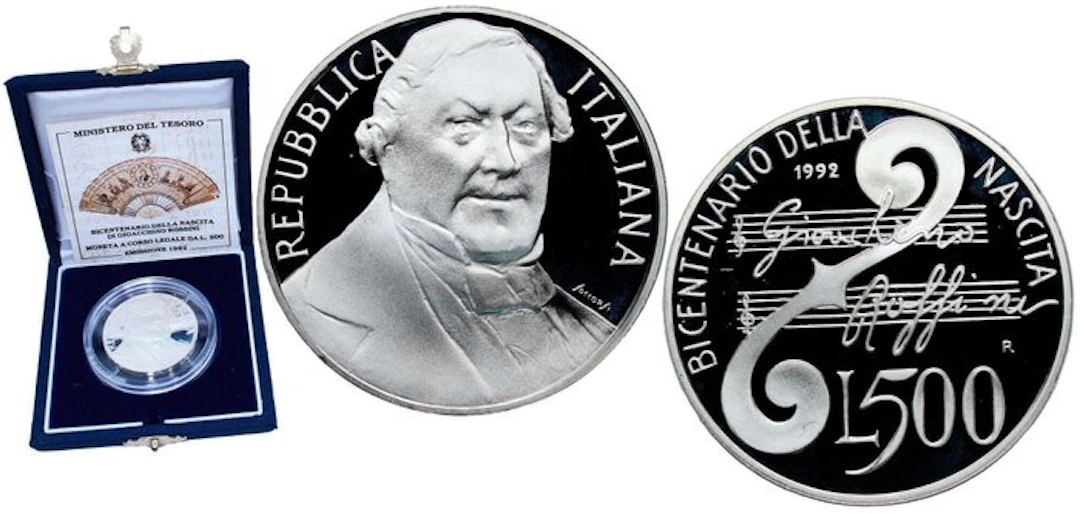 Italy. 500 Lire 1992 "Gioacchino Rossini " PROOF (No reserve price)