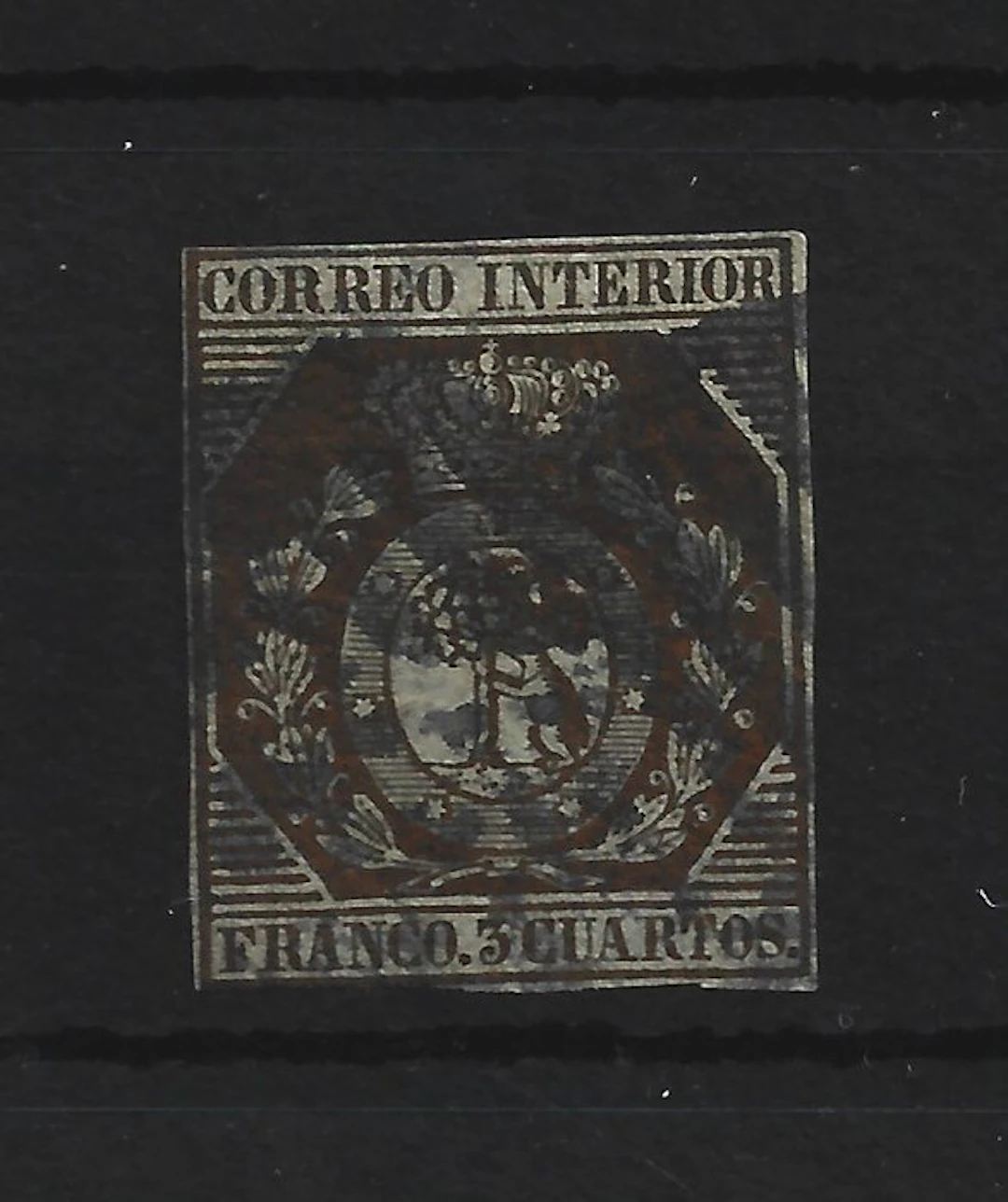 Spain 1853 - Three-quarter sleeves, used, signed, reverse side. - Edifil 23