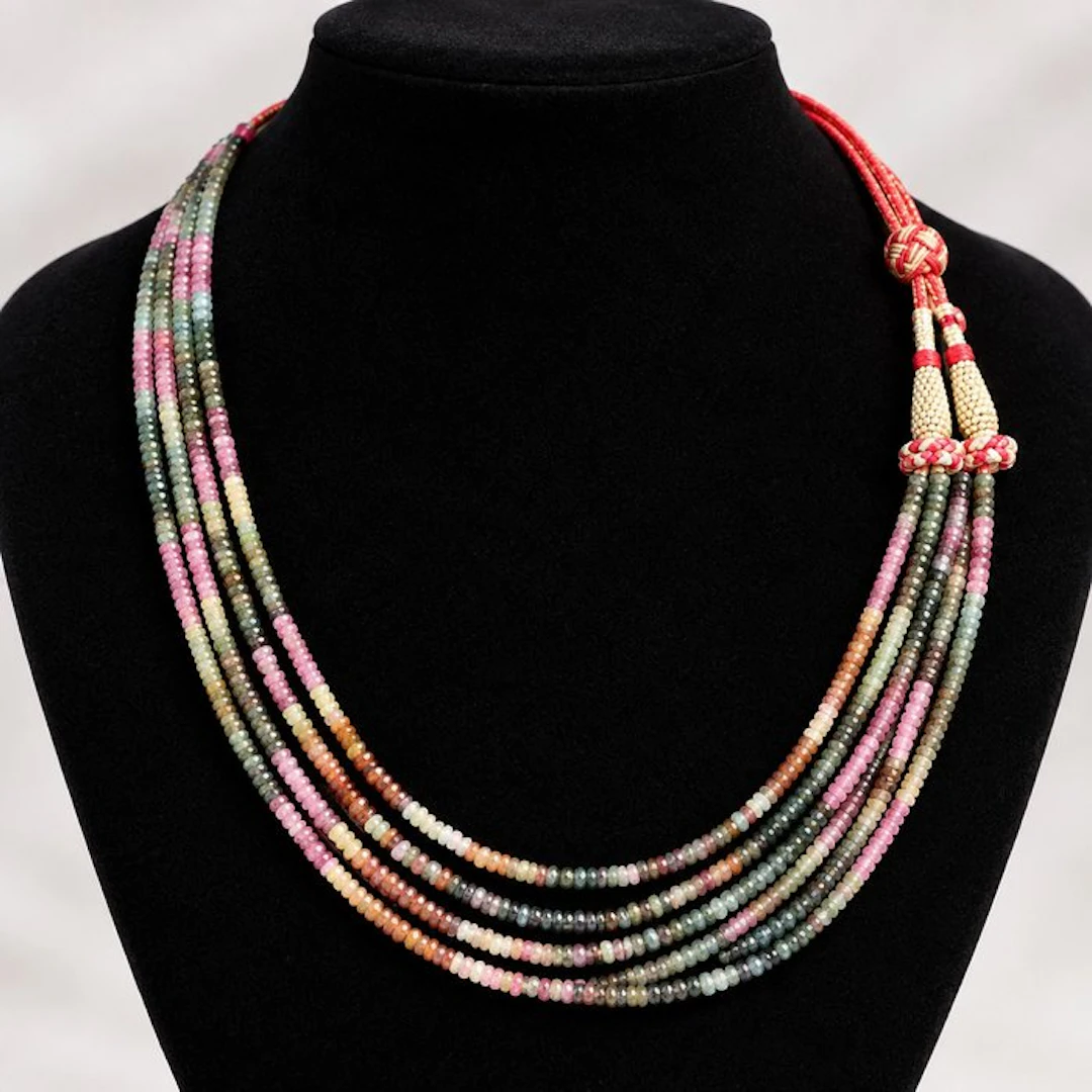 4 strands of natural Sri Lankan watermelon tourmalines...
