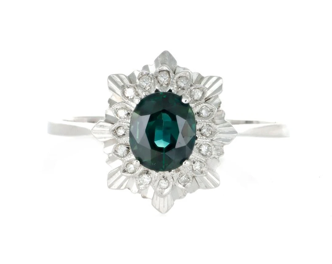 No reserve price - Ring - 18 kt. White gold - 2.50ct. tw. Sapphire - Diamond