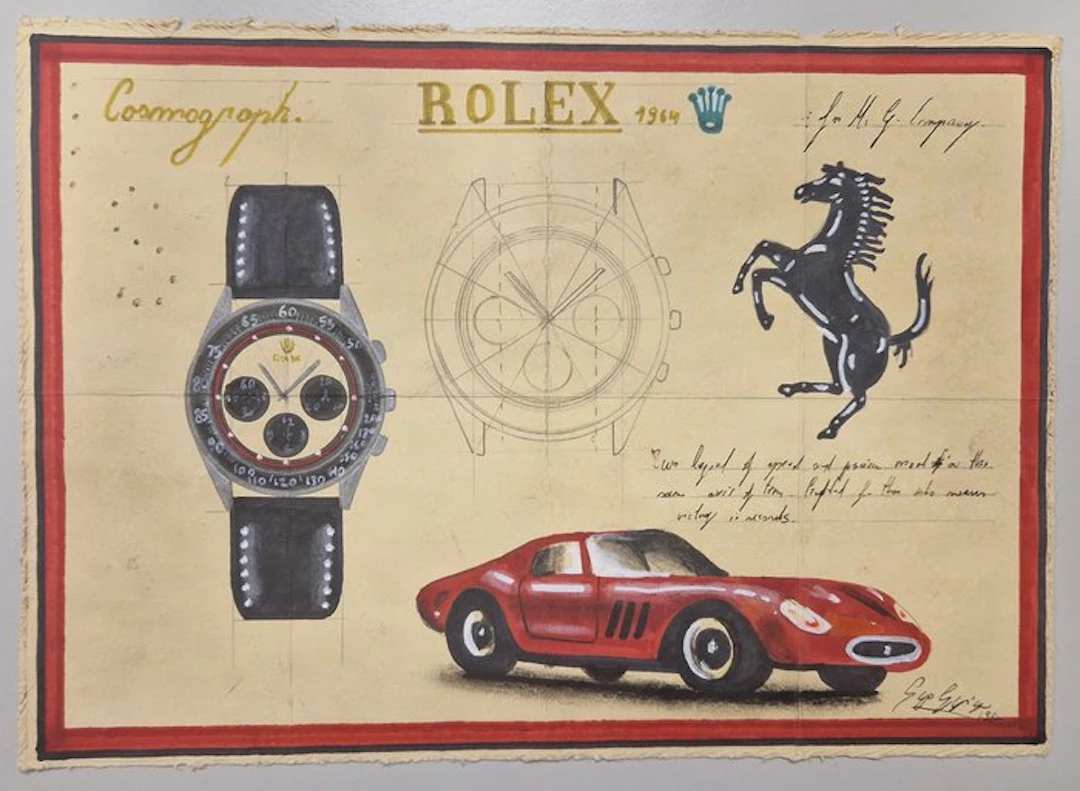 emil battiste - disegno bozzetto rolex cosmograph...