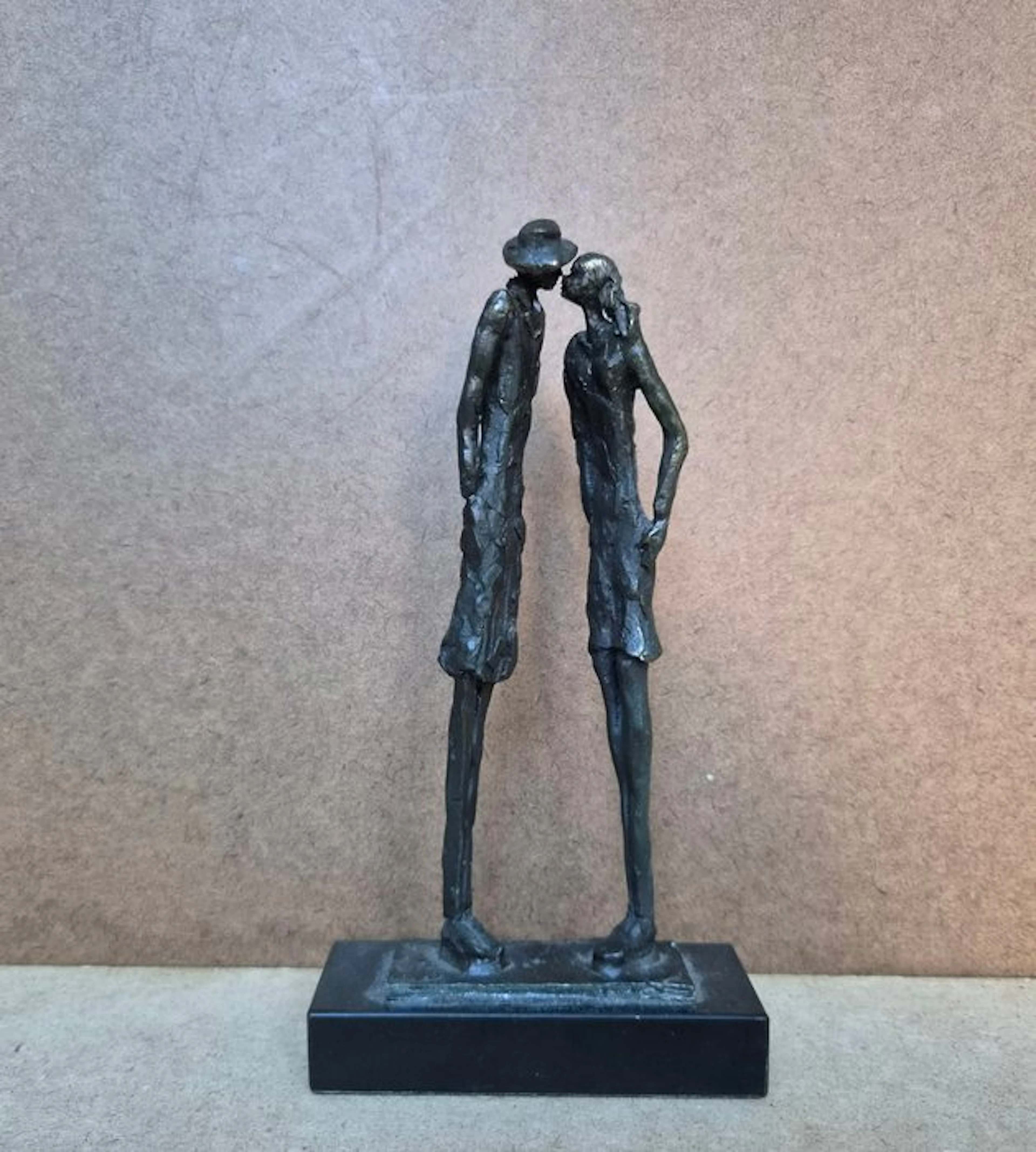 Statue, De begroeting - 19 cm - bronzed tin alloy