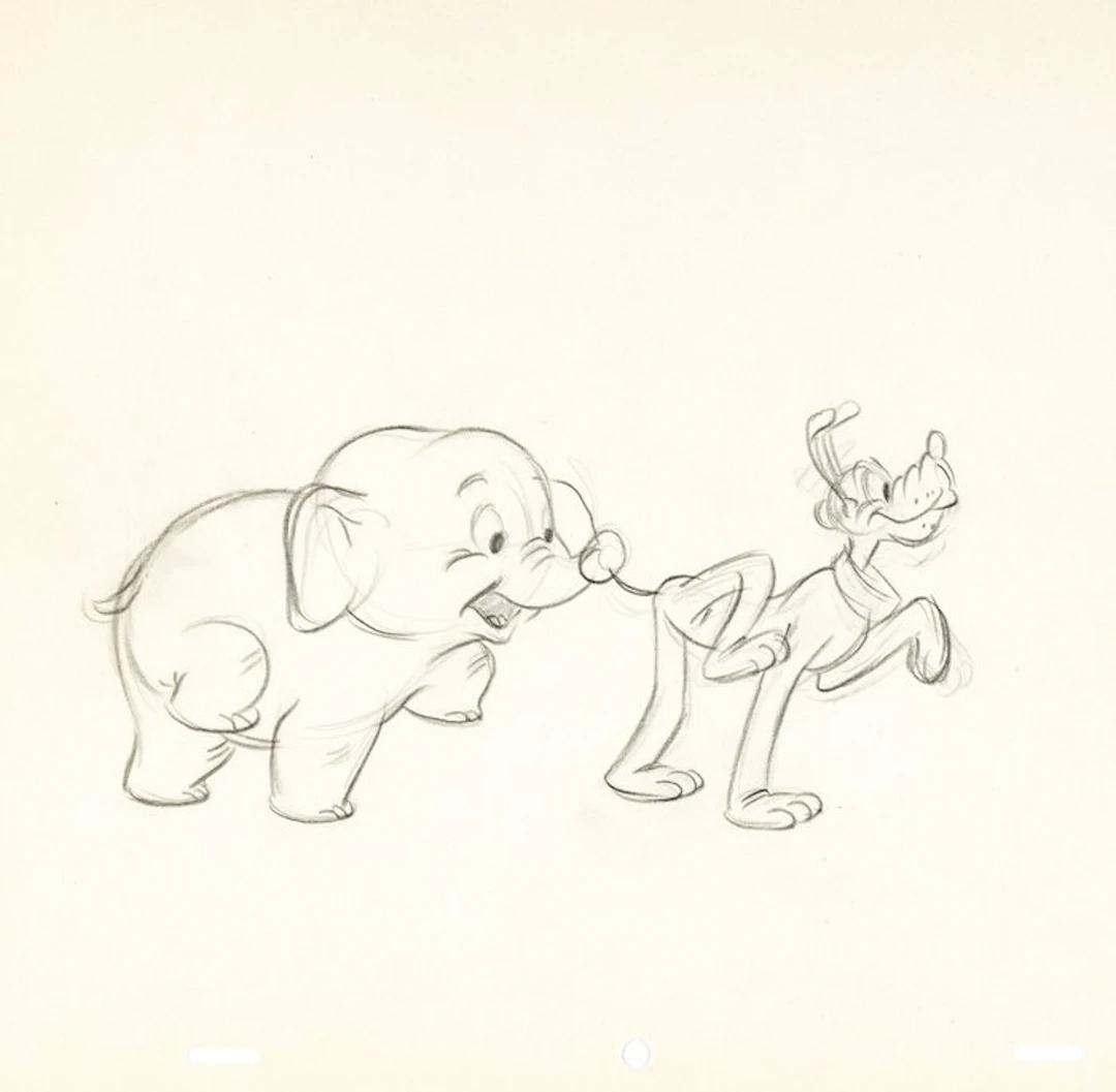 Walt Disney - 1 Original preliminary drawing - Pluto...