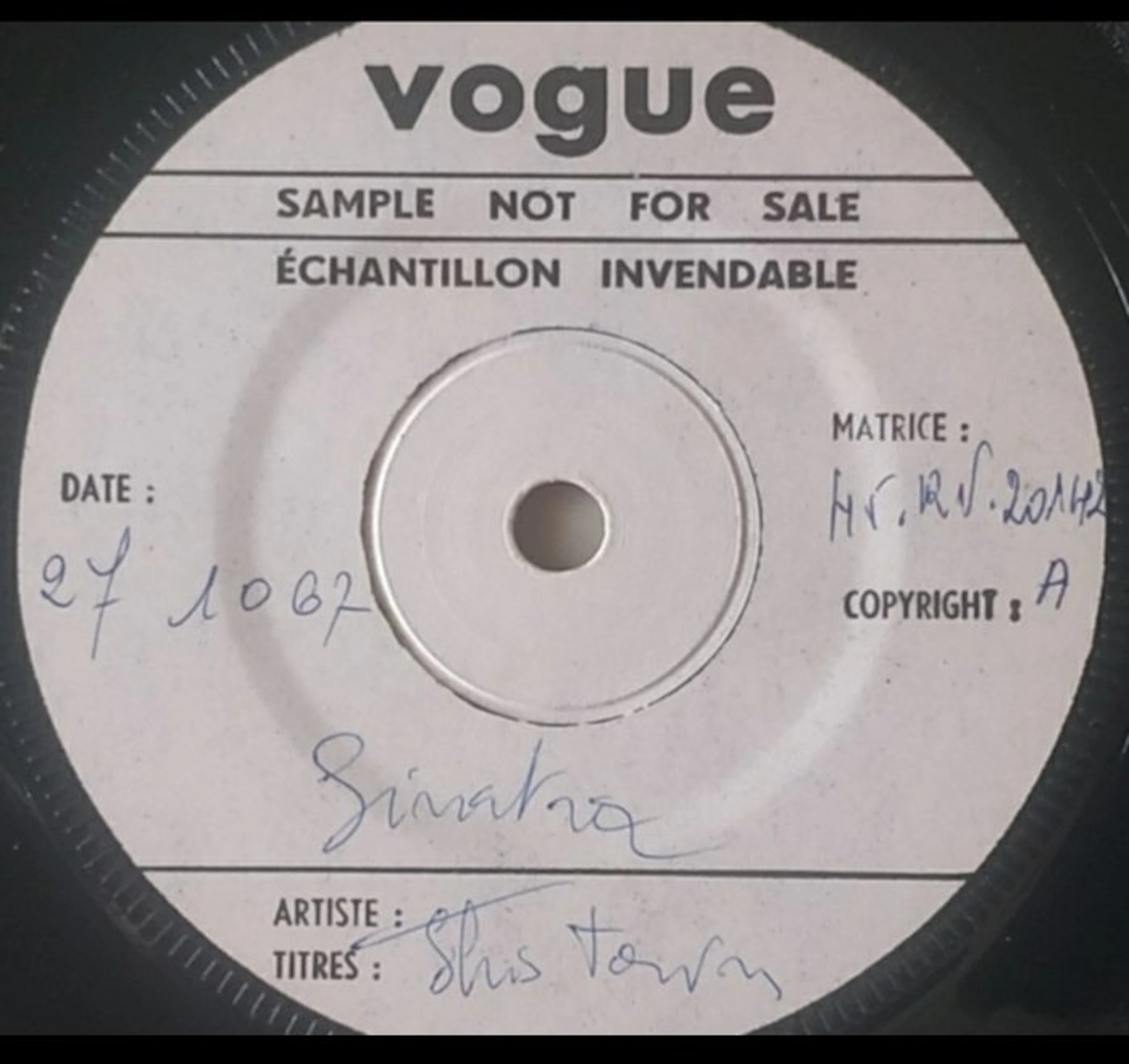 Frank Sinatra - This Town - 45 RPM 7" single - Test pressing - 1967