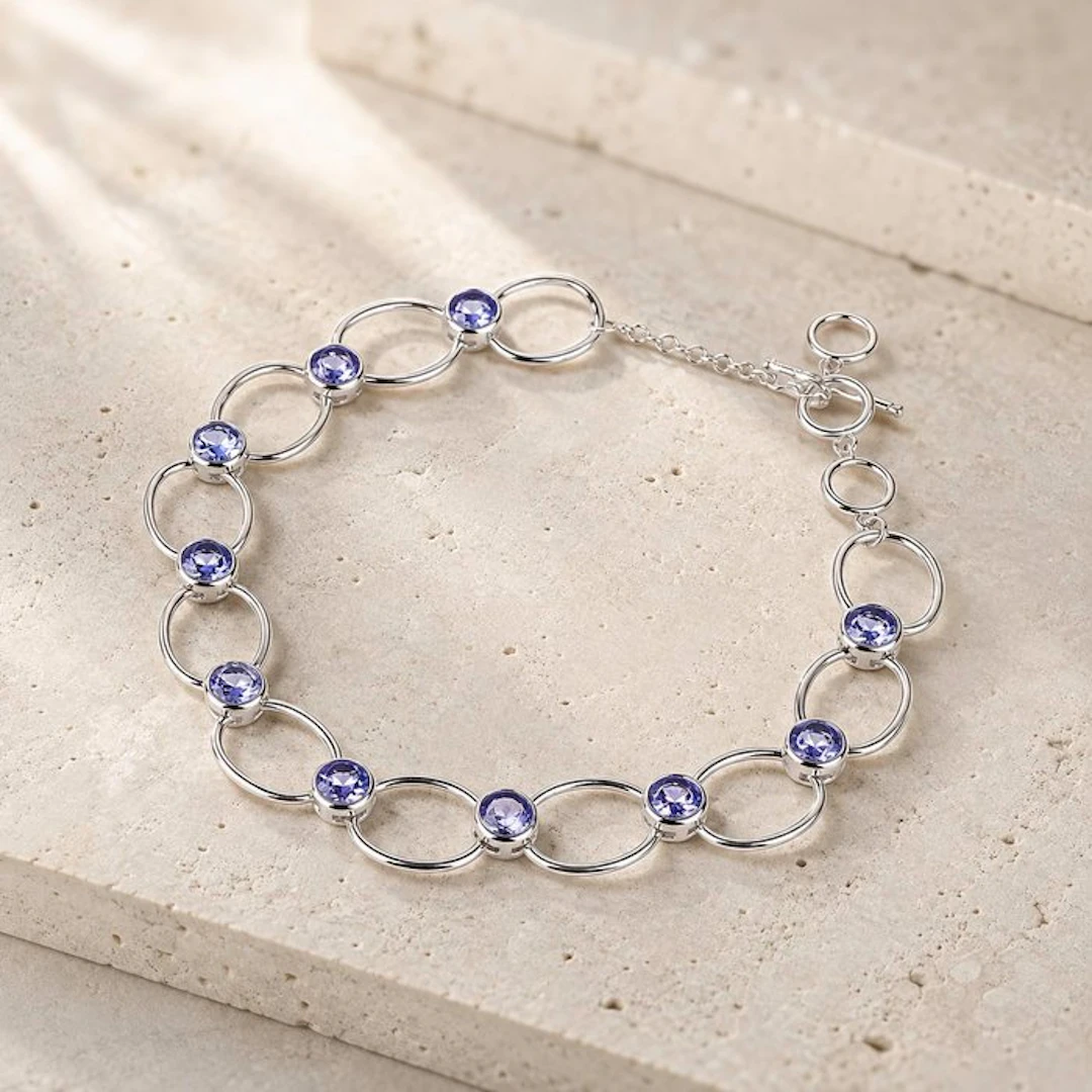 No reserve price - Bracelet Silver - Tanzanite - Certified
