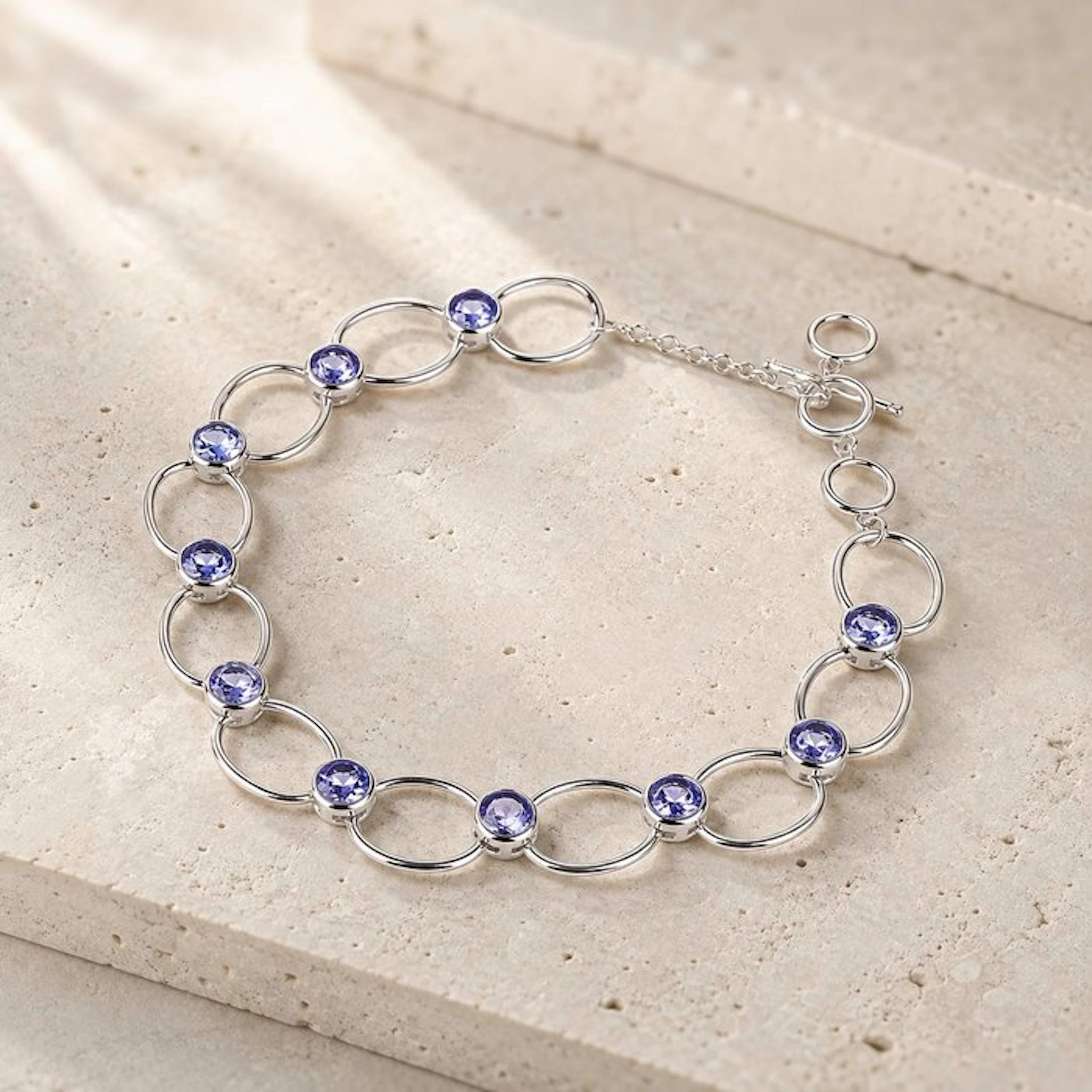No reserve price - Bracelet Silver - Tanzanite - Certified