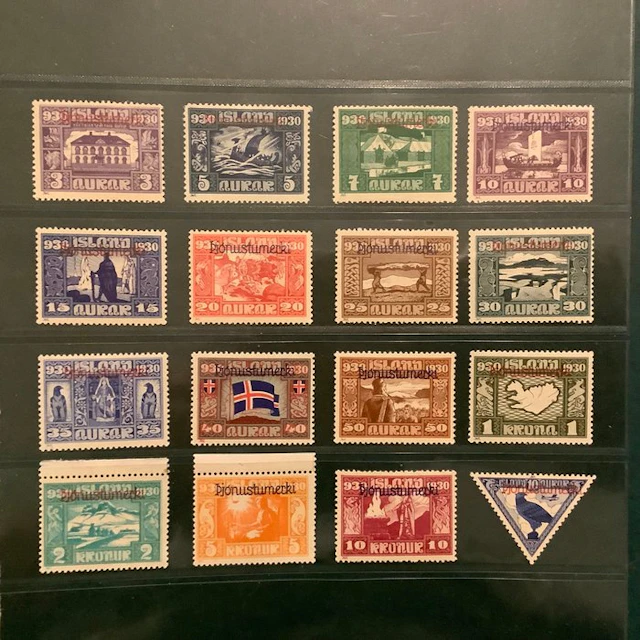 Iceland 1930 - Service: Landtag with overprint - MNH/MH - Michel 44/59