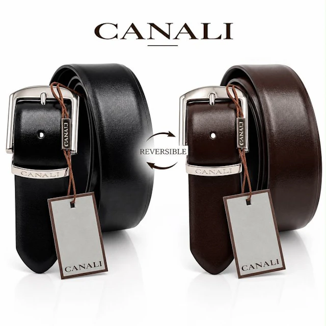 Canali - CANALI DARK BROWN AND BLACK CALFSKIN LEATHER BELT EXCLUSIEVE - Belt