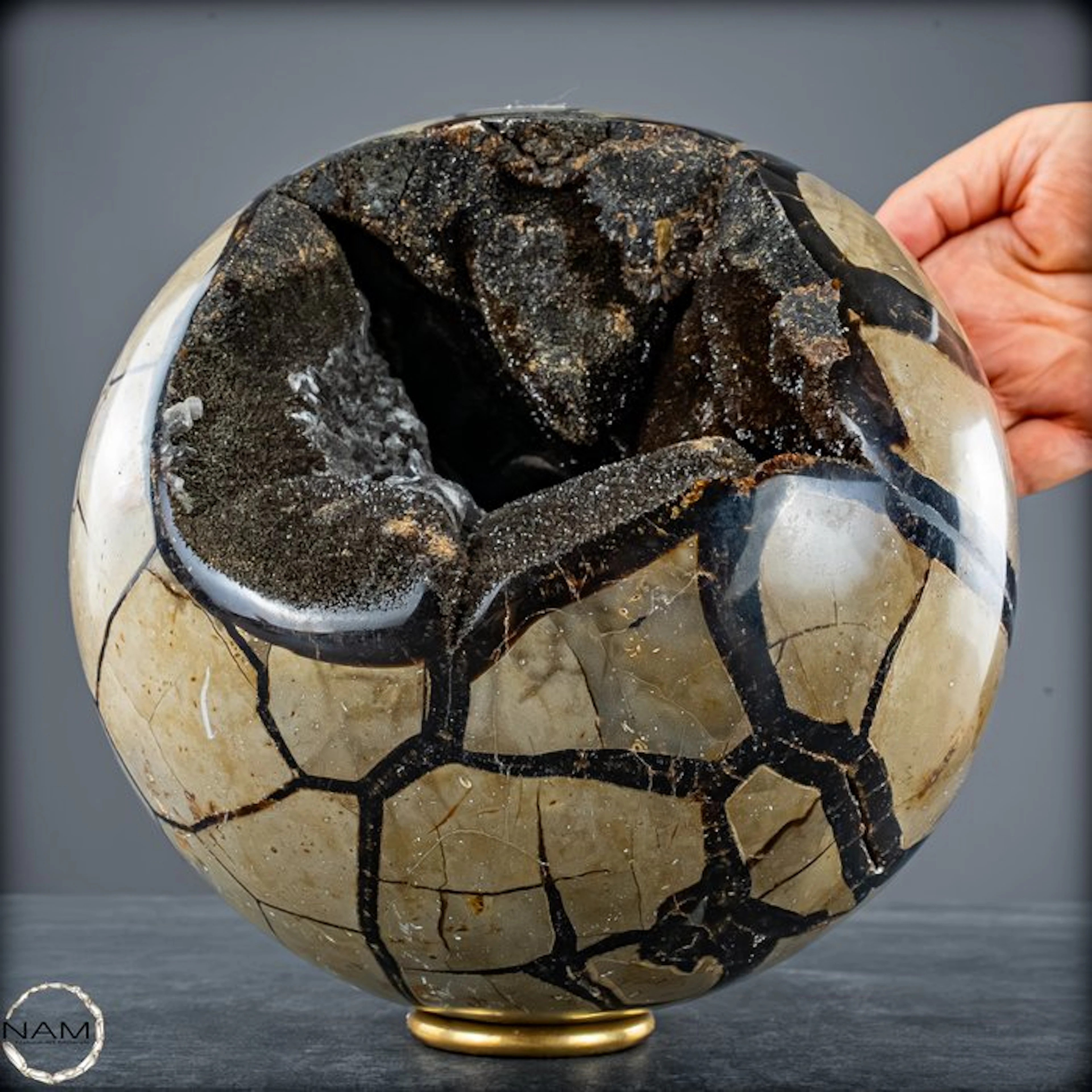 Septarian ball with calcite crystals – Fascinating geode...