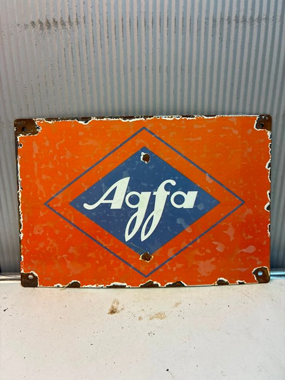 Afga Agfa – Klassiek Logo – Emaille Reclamebord Camera accessories