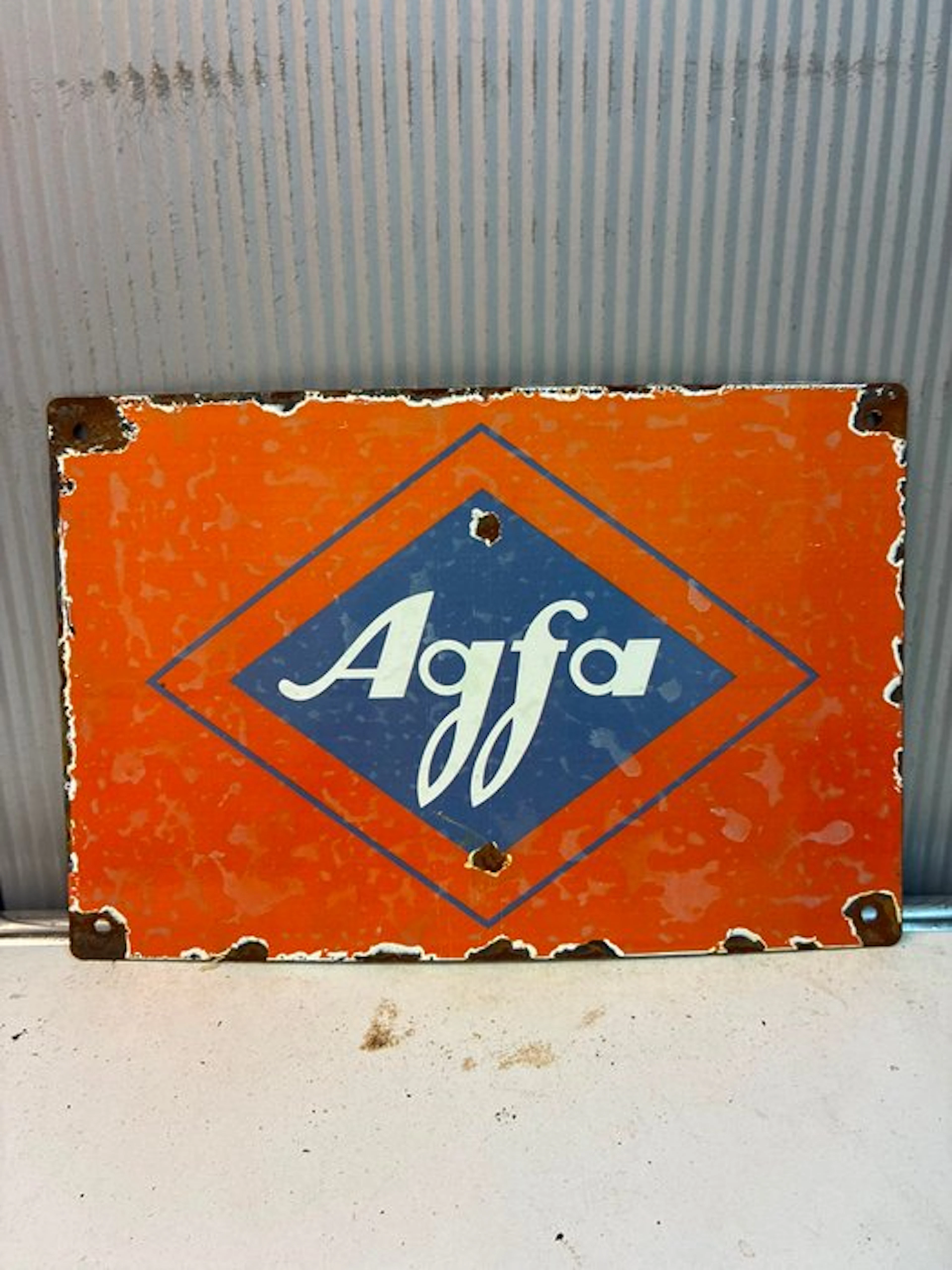 Afga Agfa – Klassiek Logo – Emaille Reclamebord Camera accessories