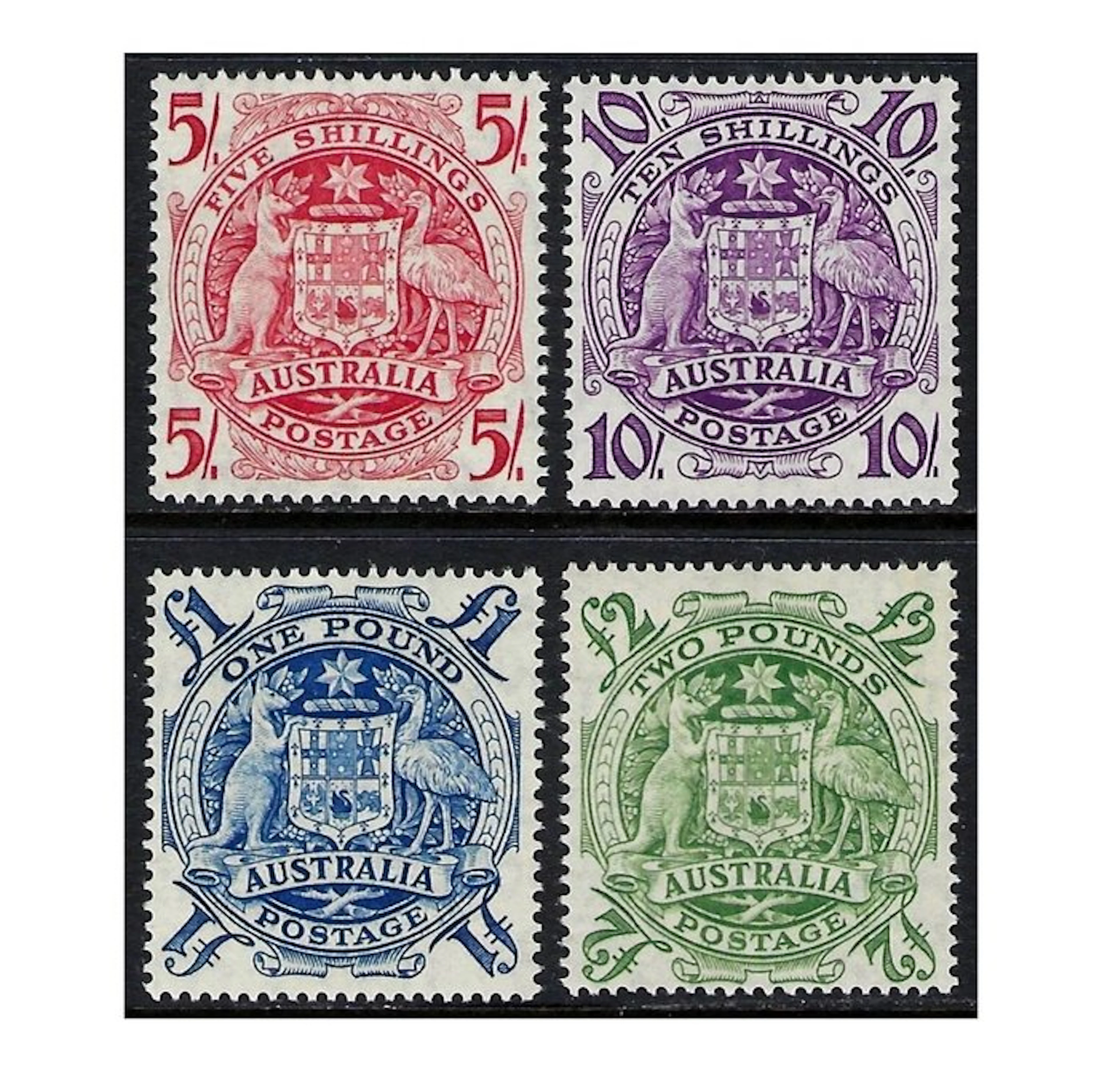 Australia 1948/56 - Coat of Arms stamps - N. 224a/224d
