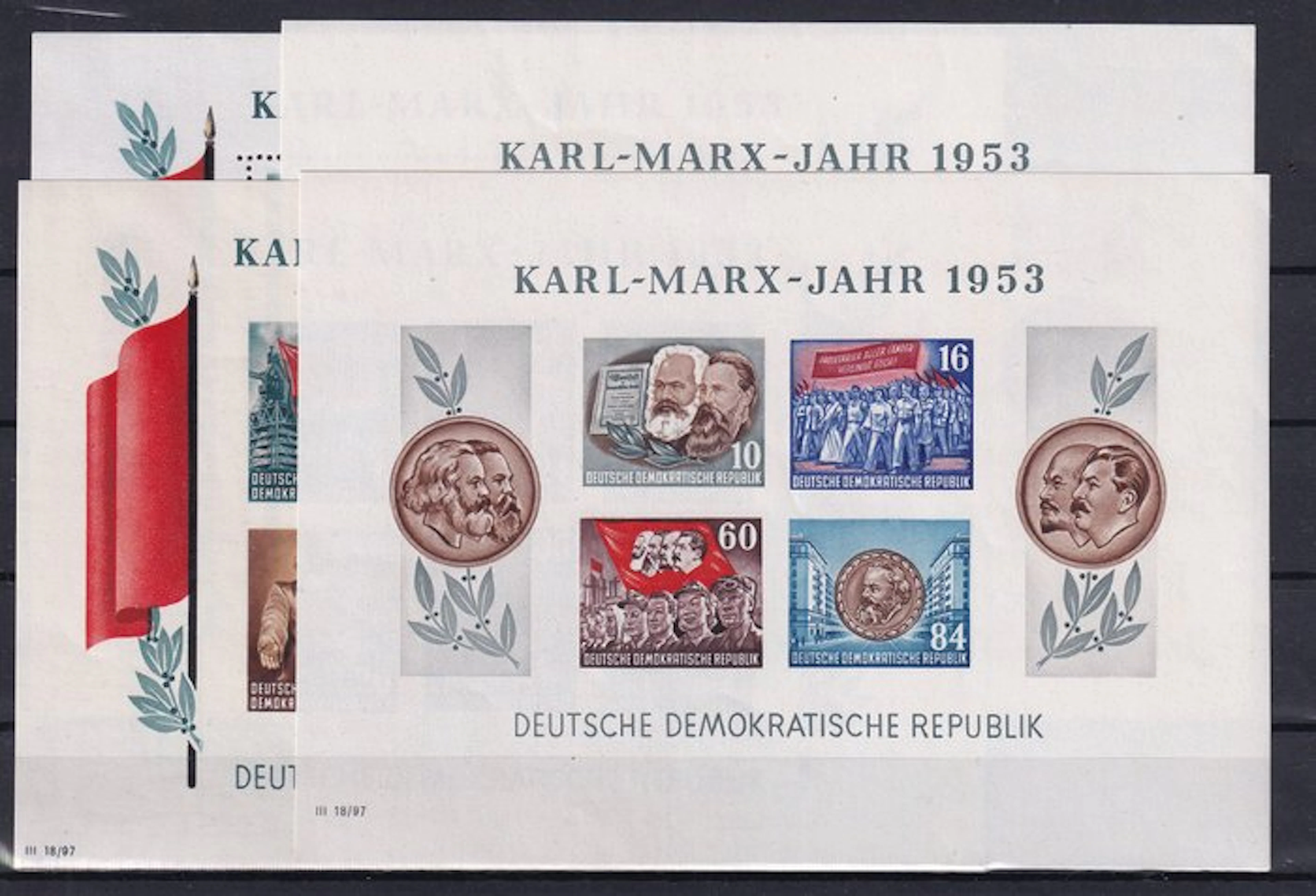 GDR 1953 - Block edition: Karl Marx. - Michel: 8/9 A/B