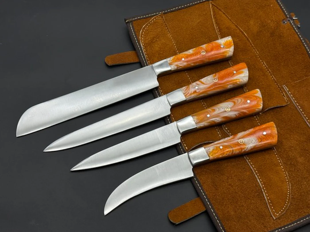 Japanese Style Kitchen Knife SET With Leather BAG...
