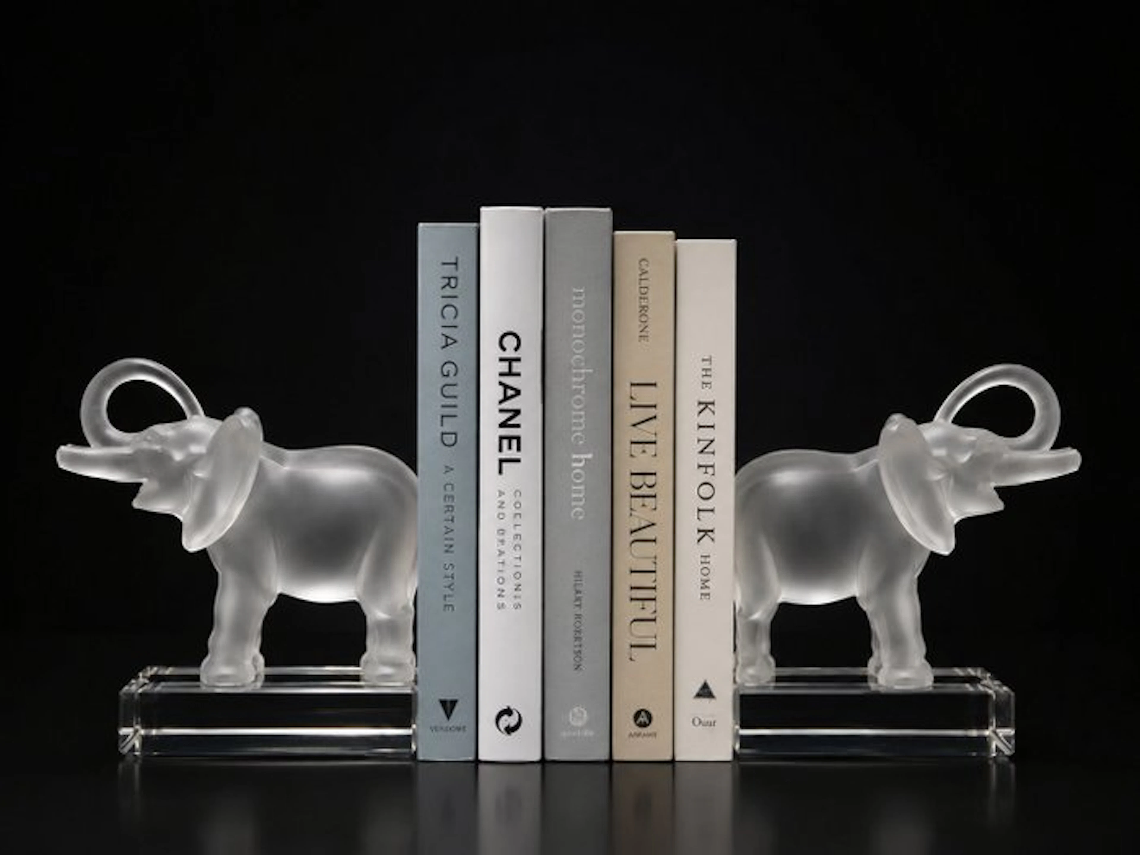 Lalique - Bookends (2) - Elephant - Crystal