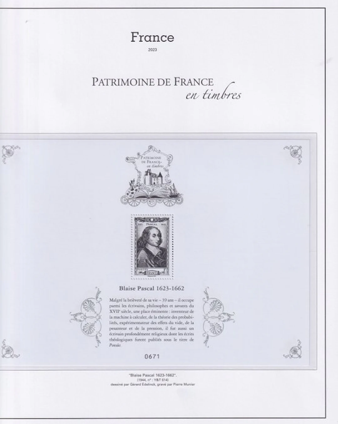 France 2023 - trésor de la philatélie complet avec bloc spécial blaise pascal