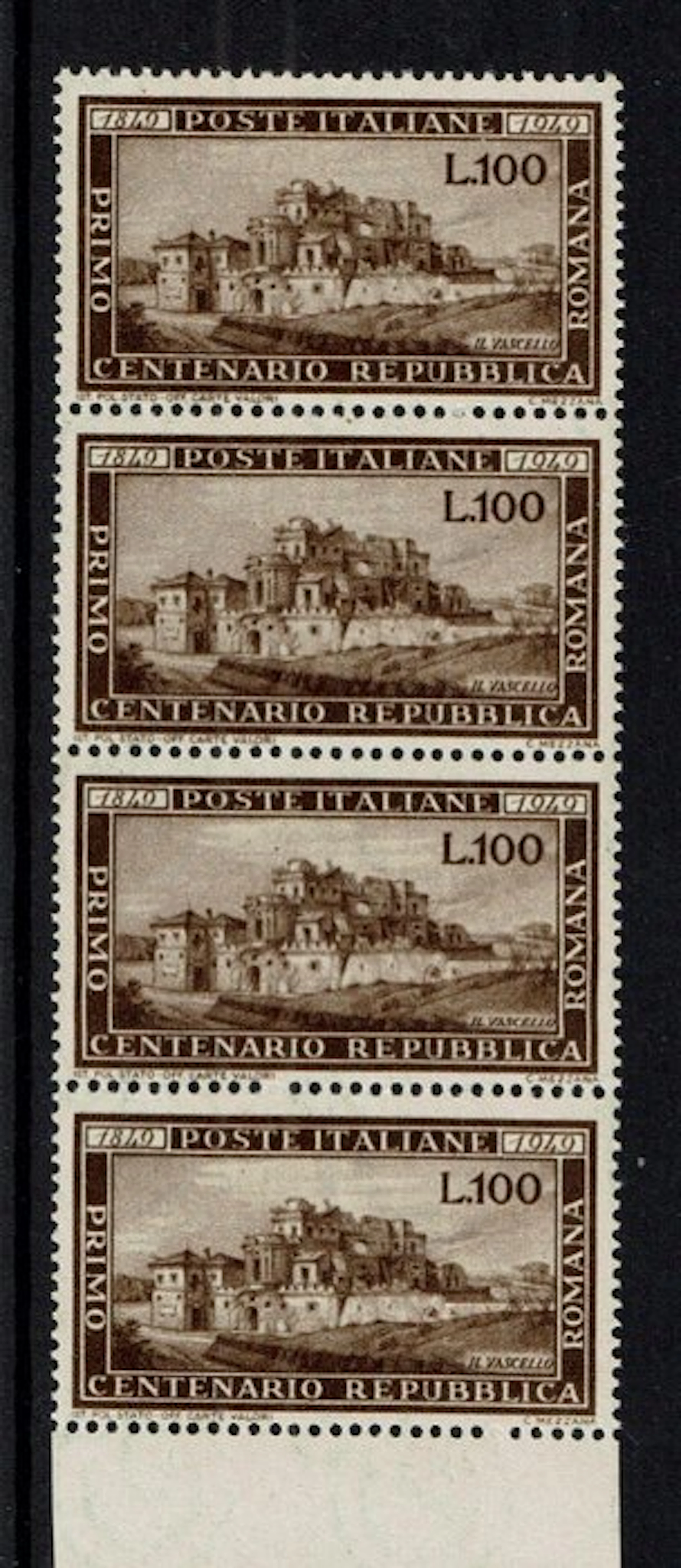Italian Republic 1949 - Centennial of the Roman Republic - MNH - Sassone 600.