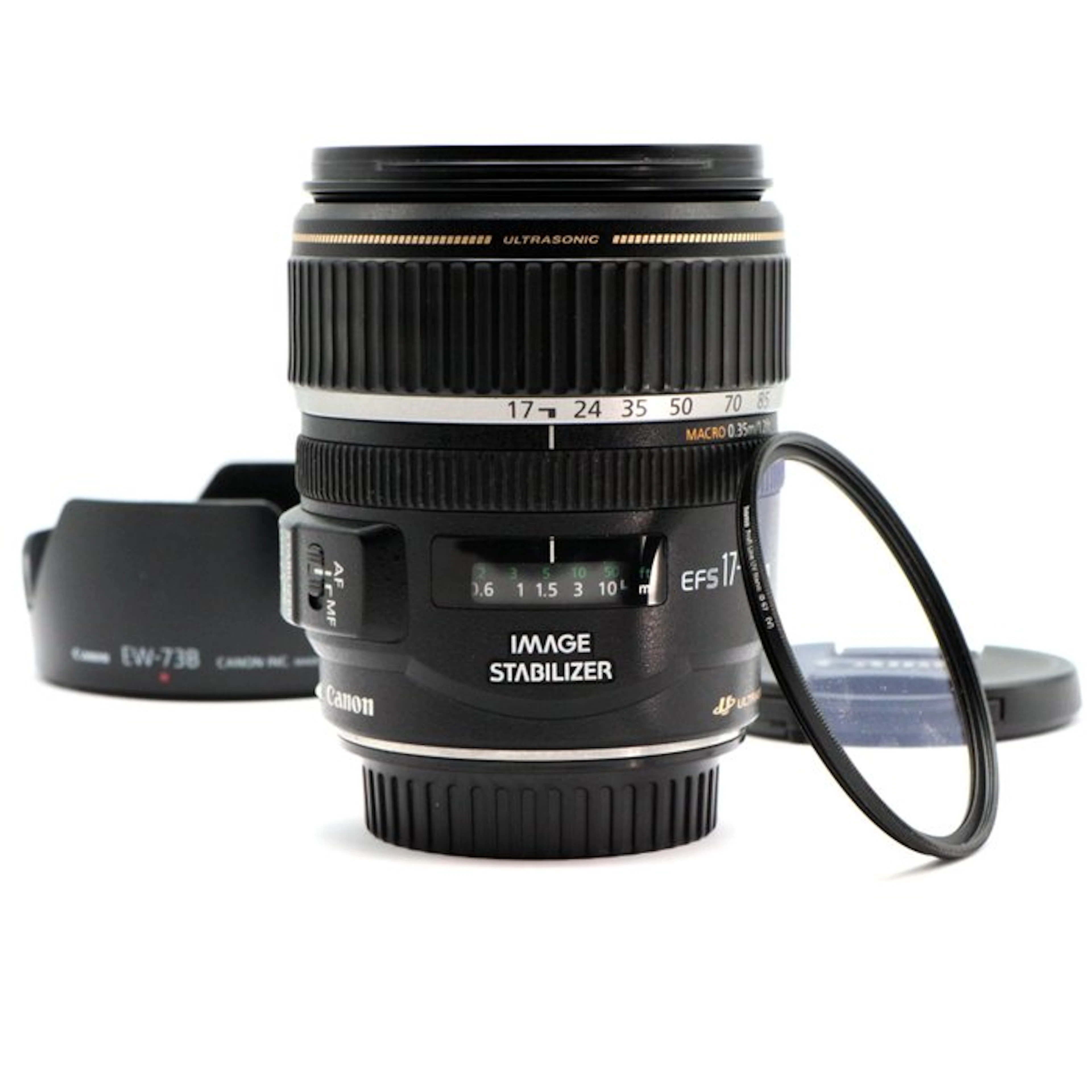 Canon EF-S 17-85mm f/4-5.6 IS USM Zoom Lens + EW-73B zonnekap Zoomlens
