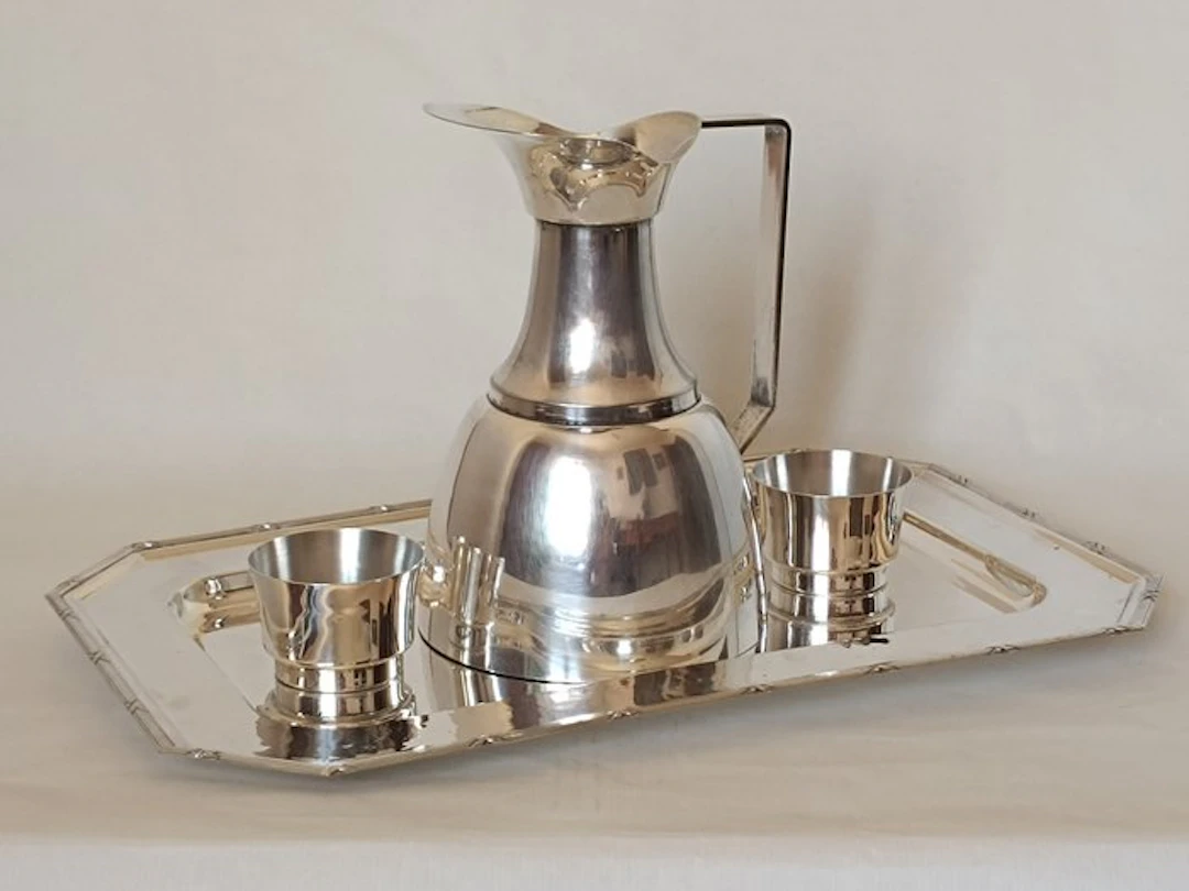 Attributed to WMF - Liquor set (4) - Alpaca Silver-plated...