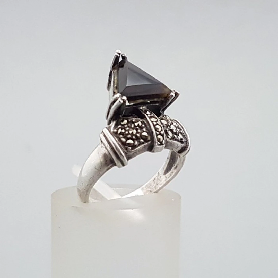 Silver, Art Deco, Onyx - Ring - + Markasieten.