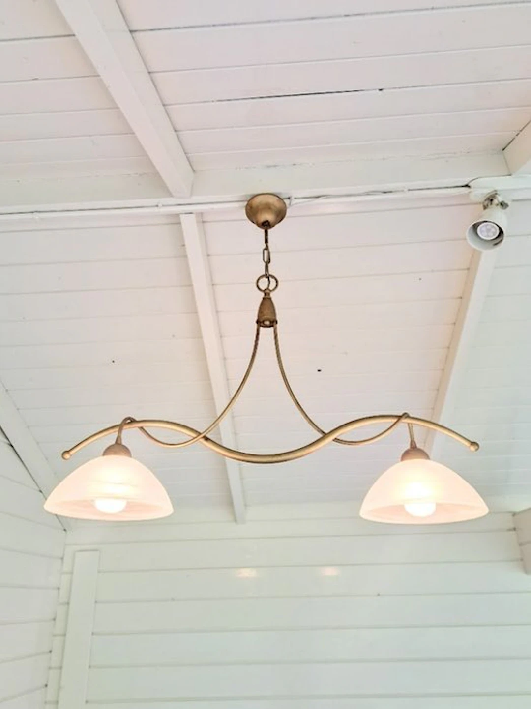 Dubbele biljartlamp - bibliotheeklamp - Hanging lamp - metal, glass