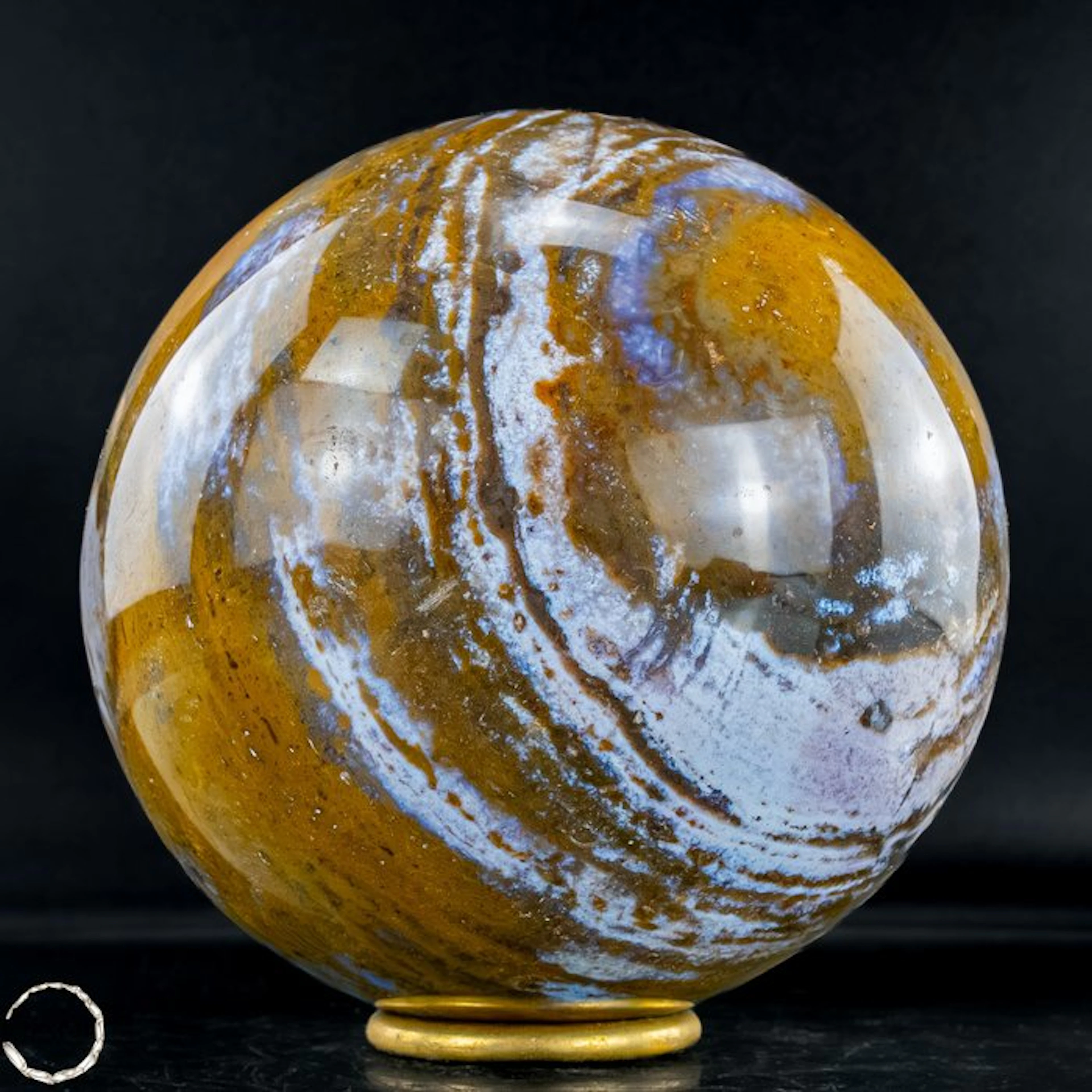 Natural Ocean Jasper sphere - soft pastel tones with...