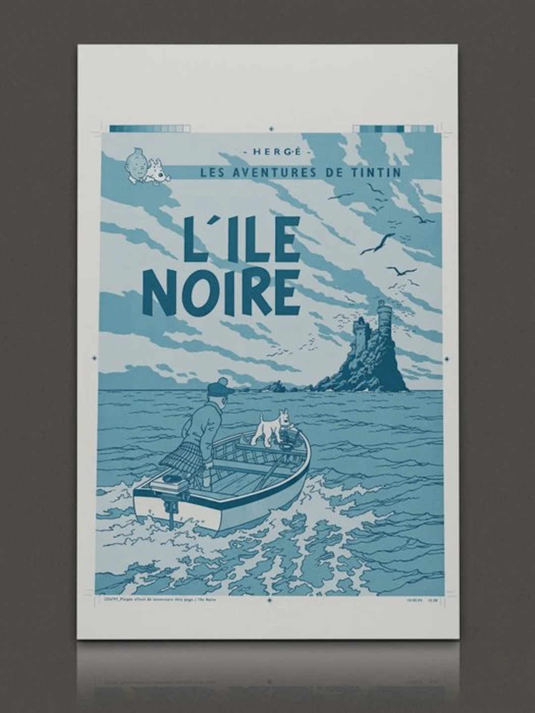 Tintin 7 - Couverture L'île noire - 1 Offset printing plate - 1993