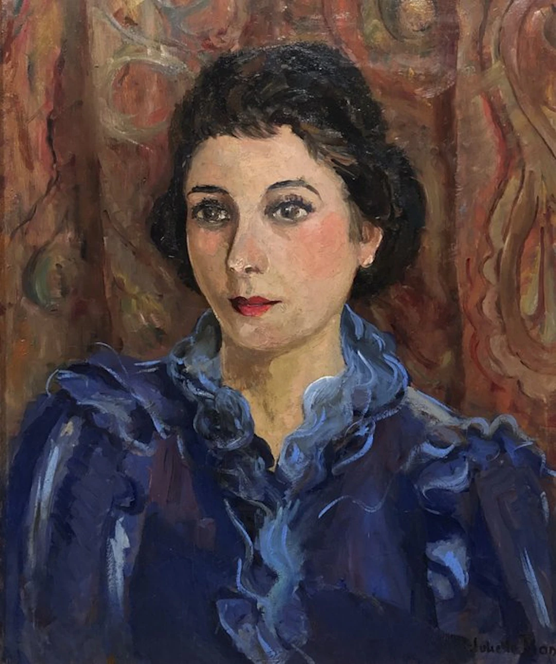 Juliette Bonnet (1896-1981) - Portrait de Femme devant un rideau